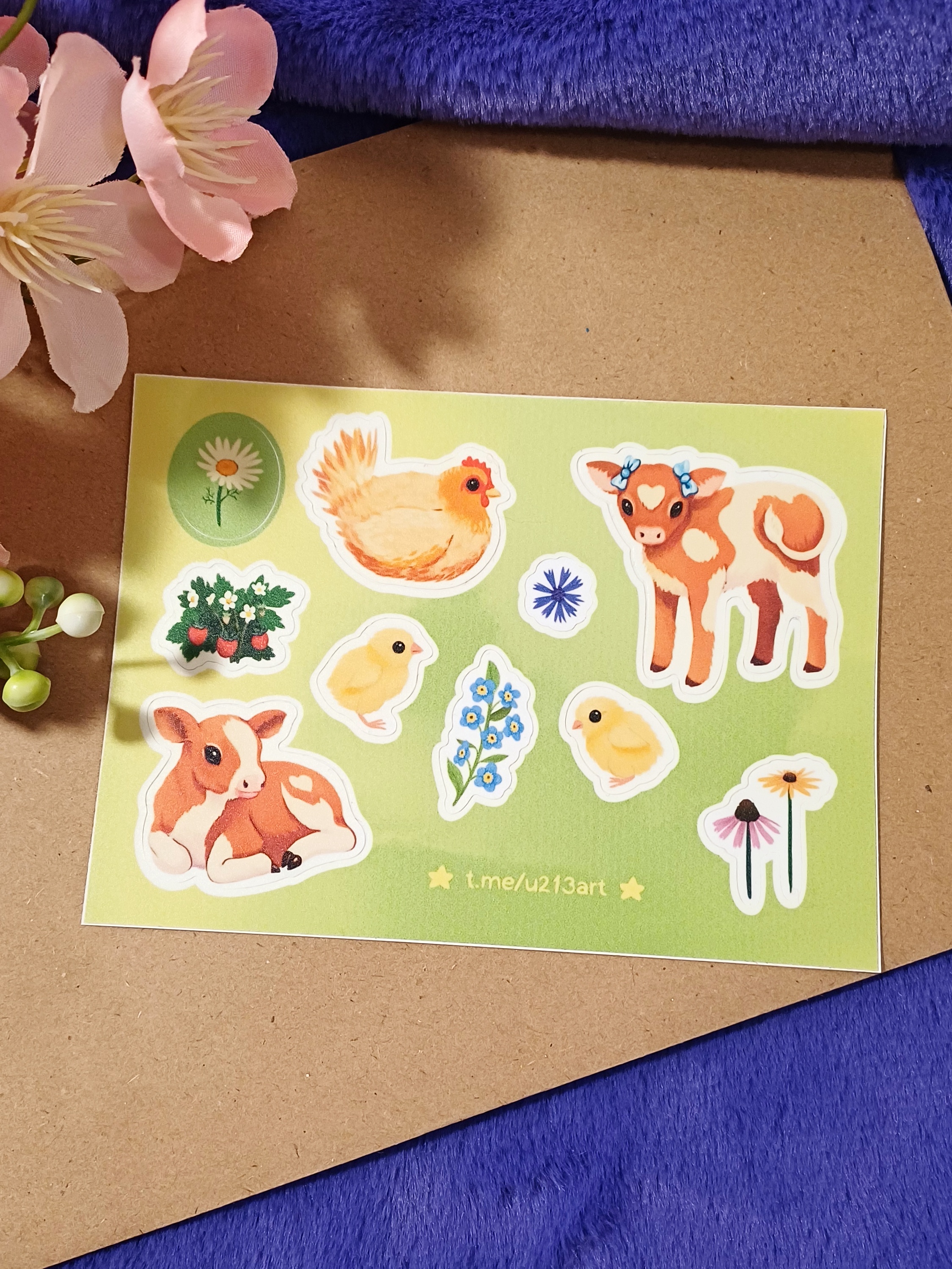 стикерпак мини "коровки и курочки"