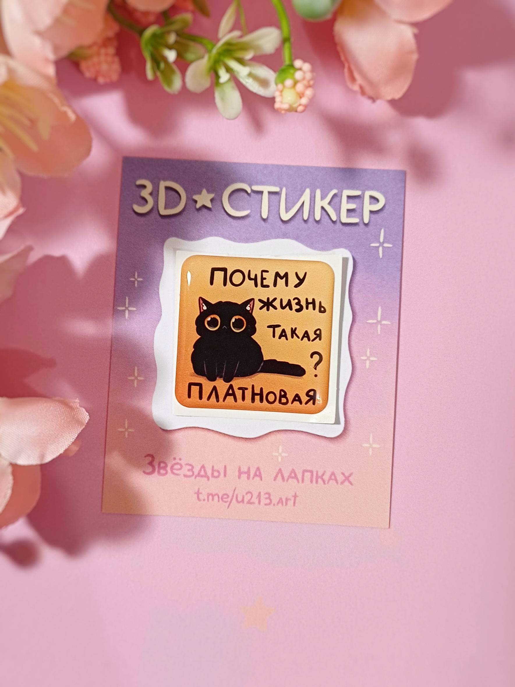 Стикер 3д "почему жизнь такая платн"