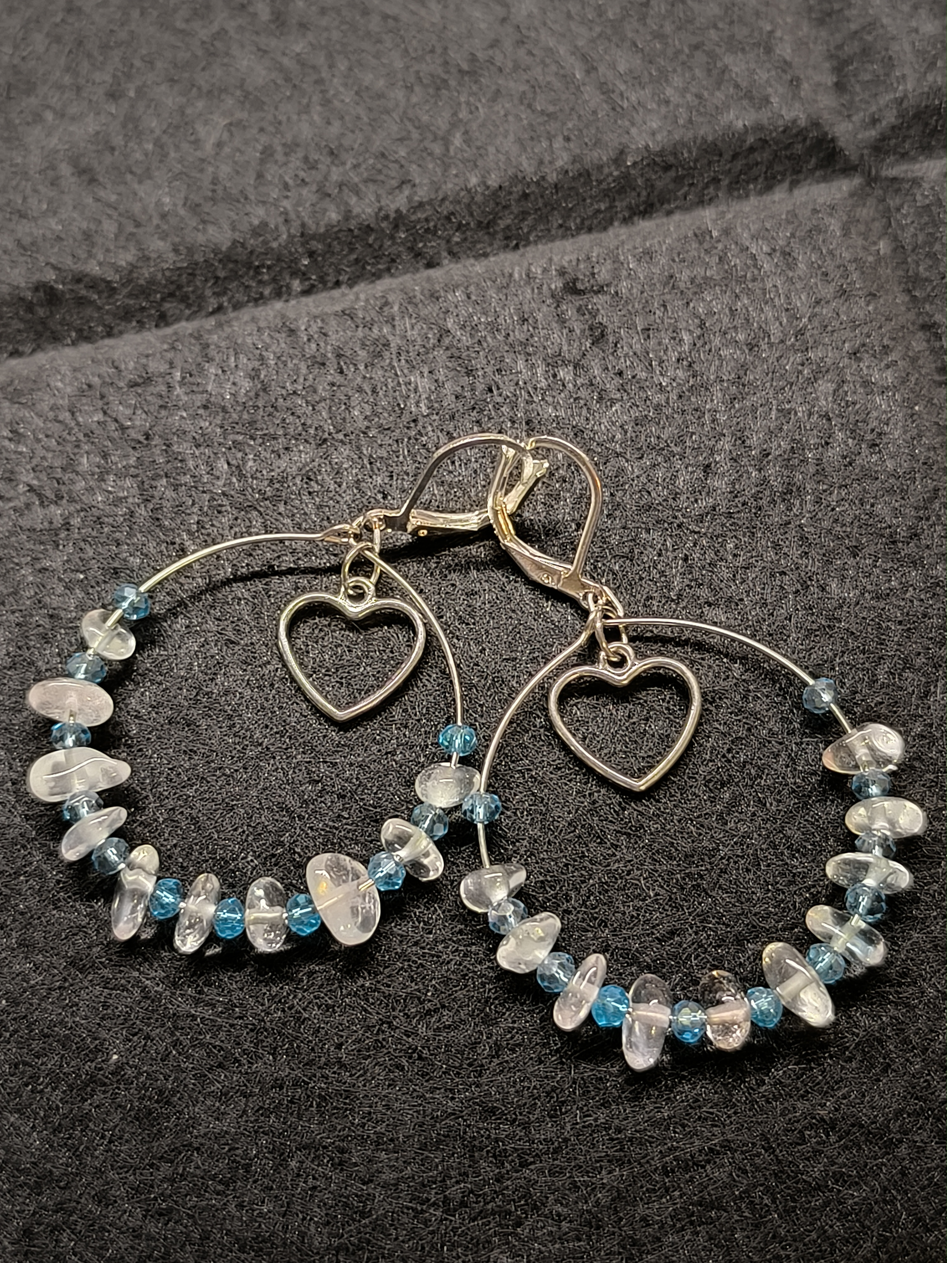 Серьги кварц/голубой хрусталь