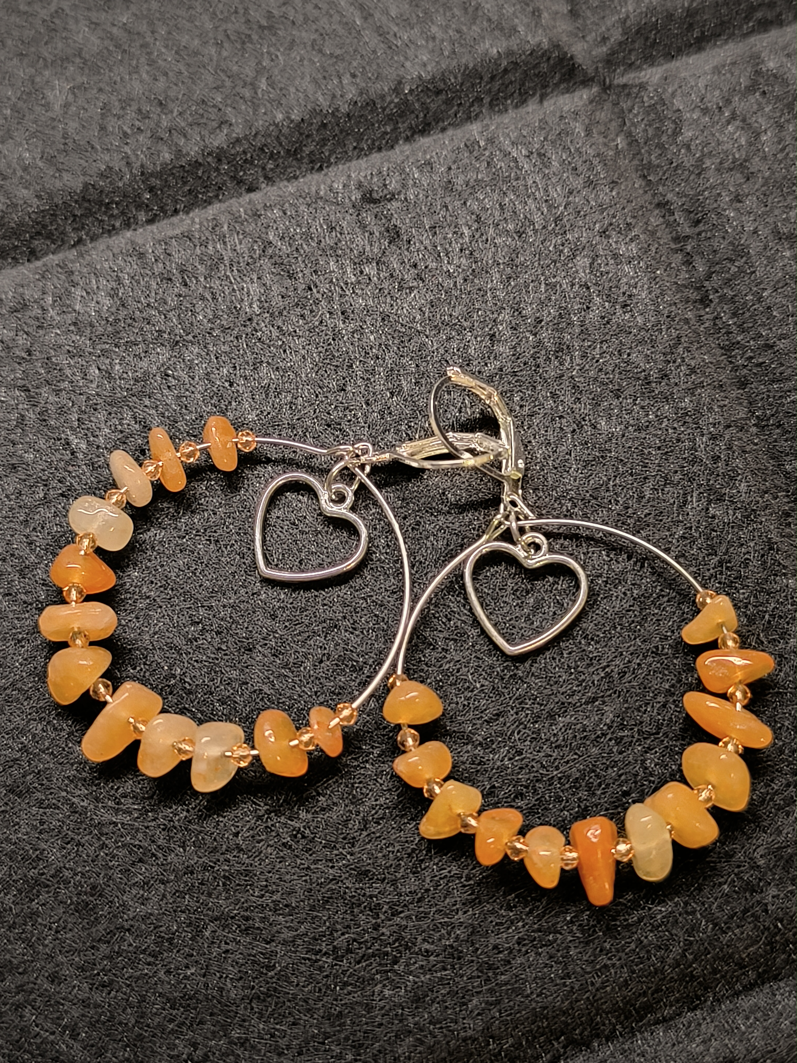 Серьги нефрит оранжевый