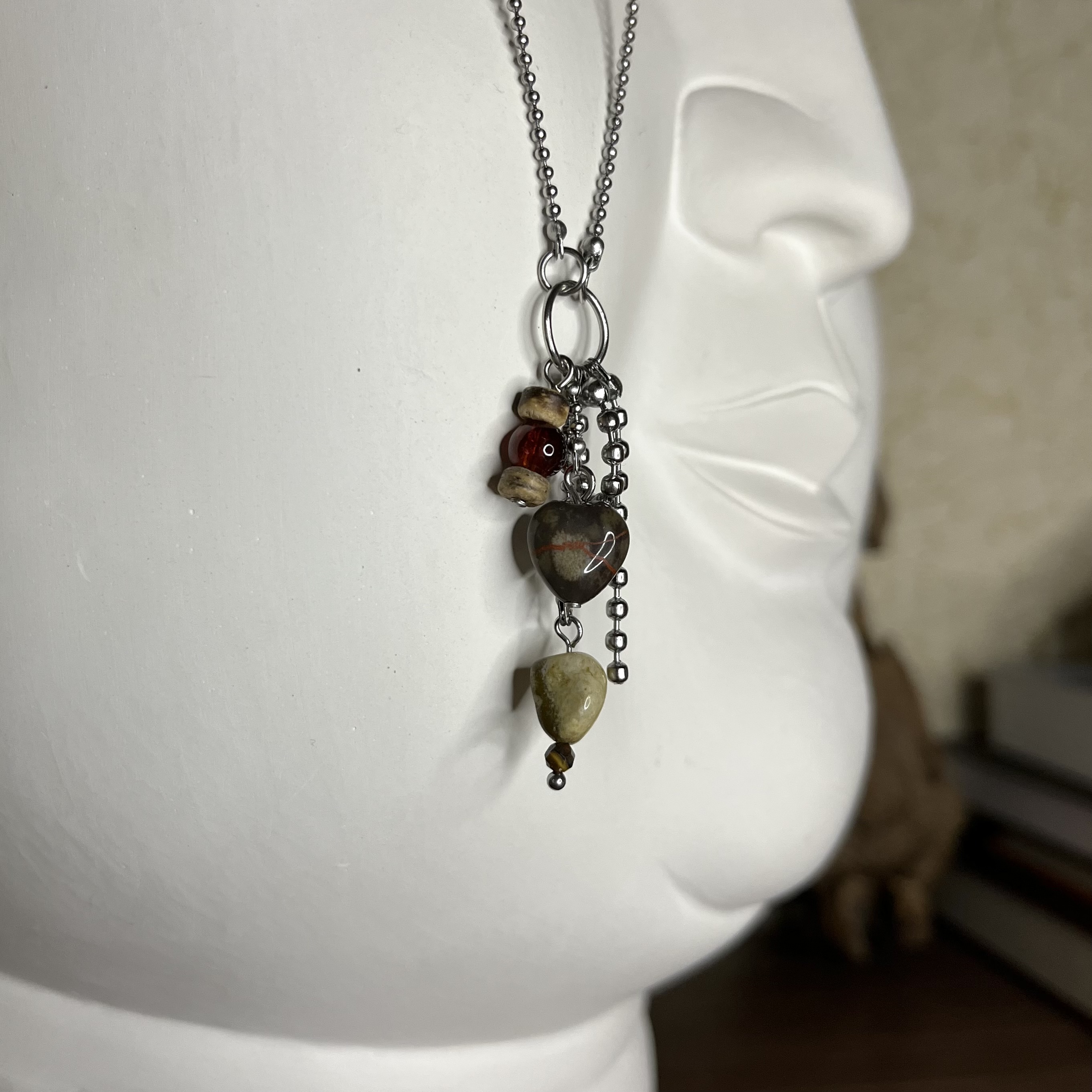 Подвеска «Сердце яшмы». Длина: 50см