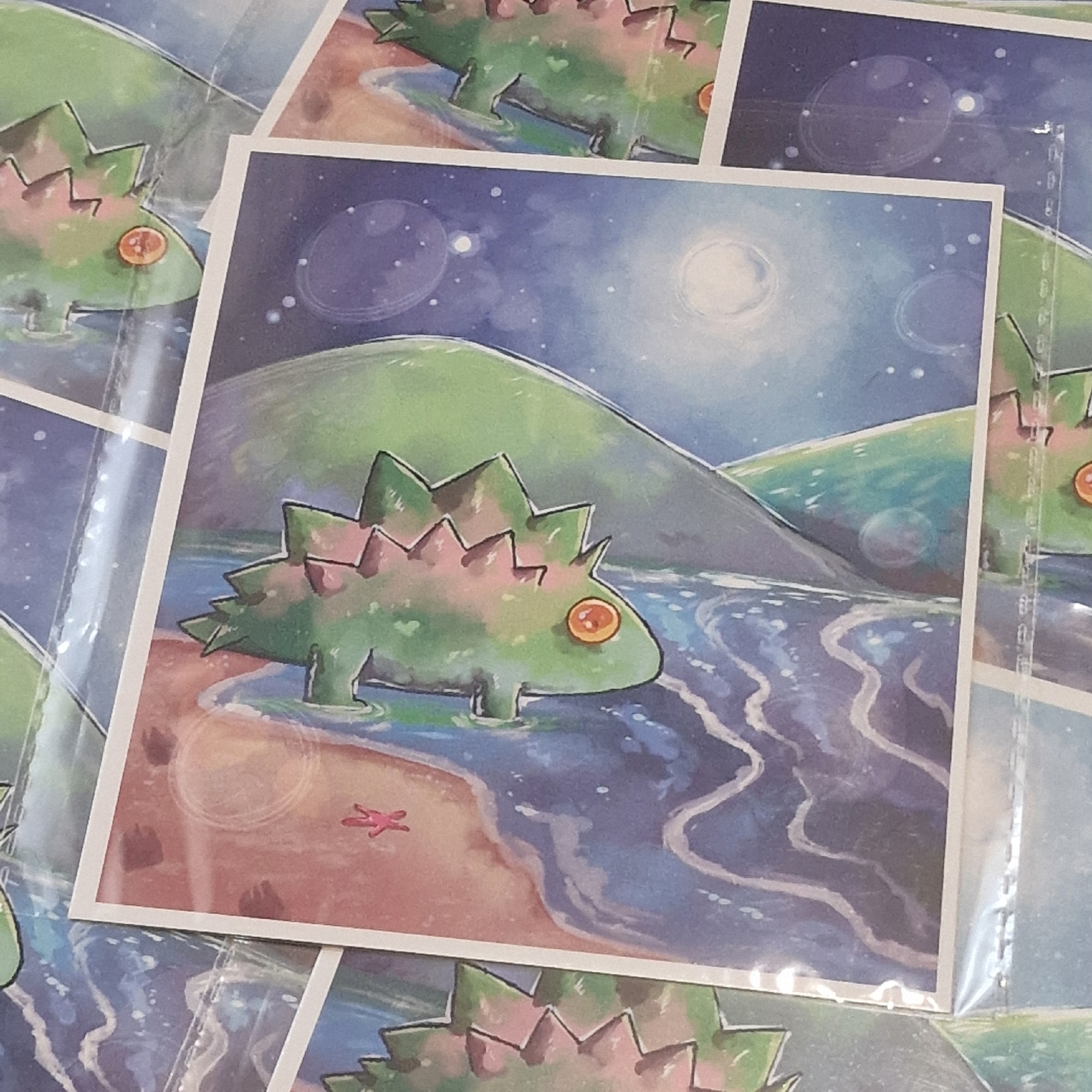 Открытка динозавр и море 130 x 139