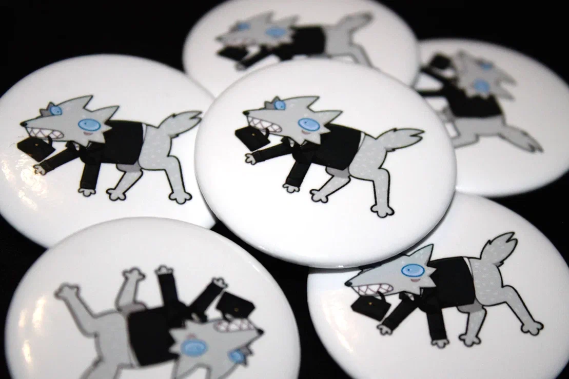 Значок 37мм, глянец бизнесс волк