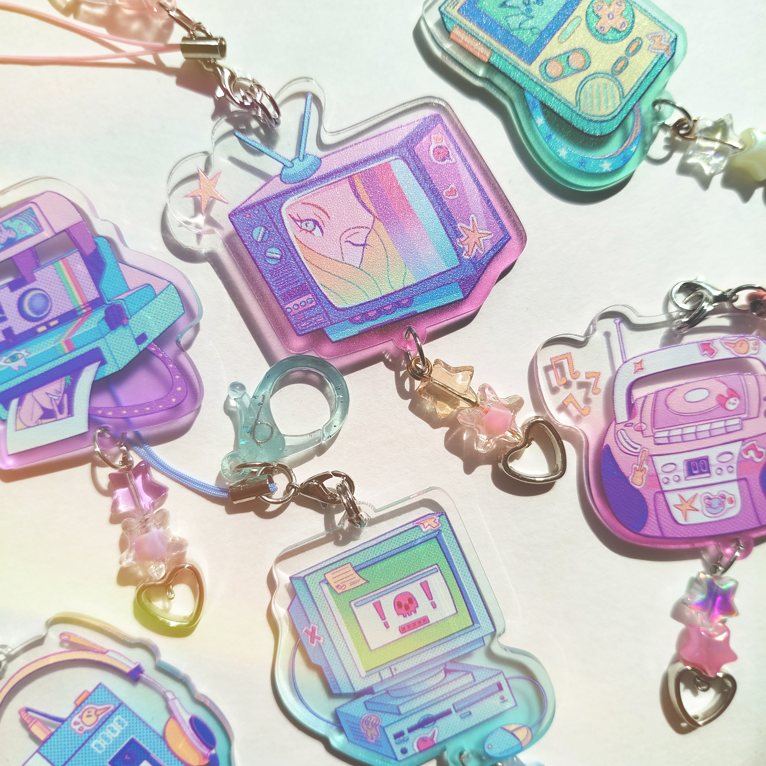 Гача Ретро.ехе, брелоки 5 см с подвеской