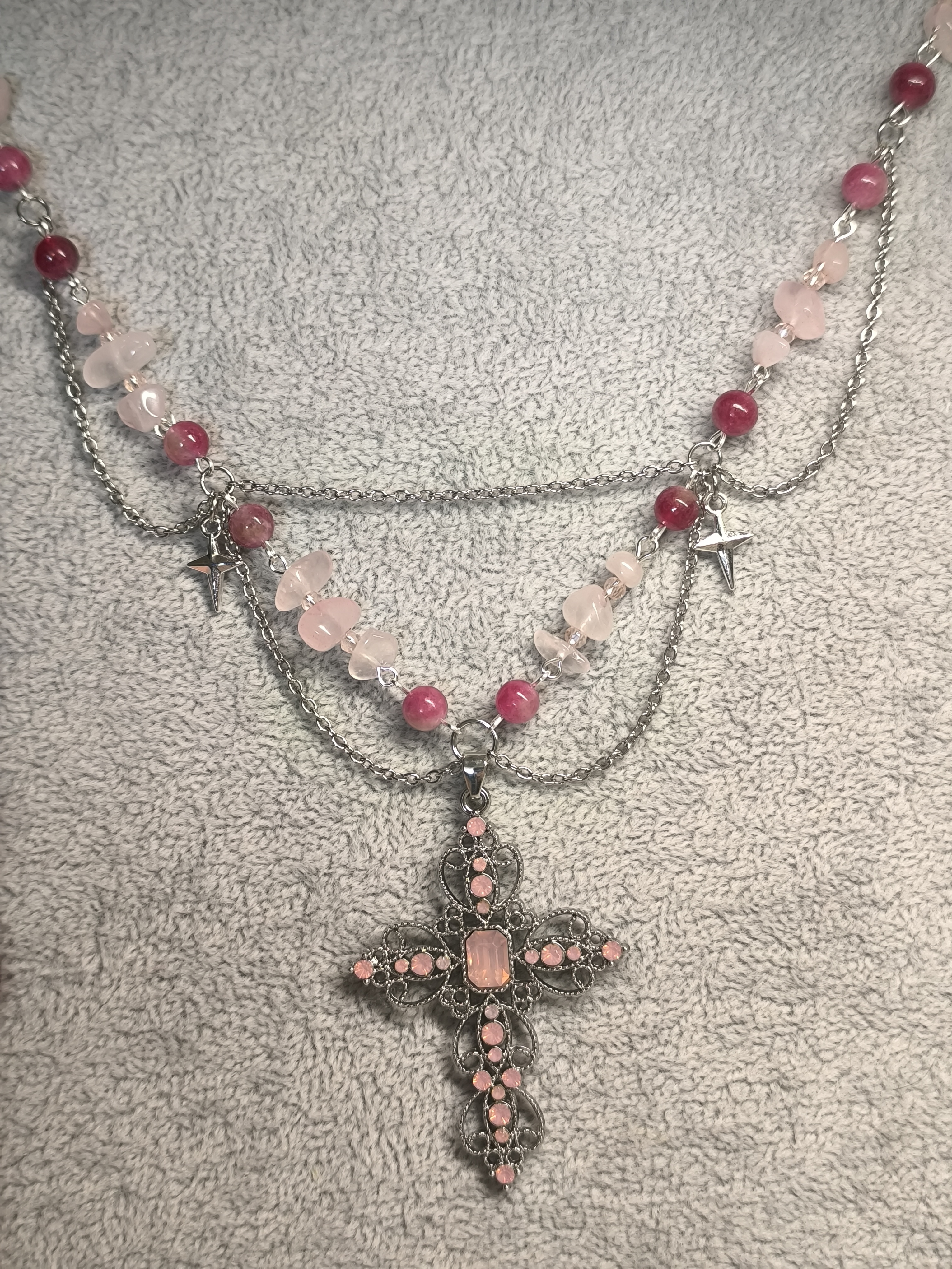 Ожерелье нефрит и кварц р.