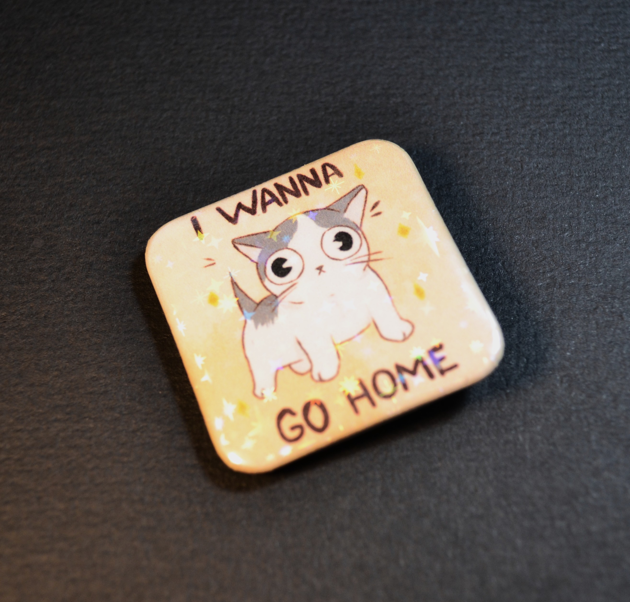 Значок квадратный 37х37 "Я хочу домой"