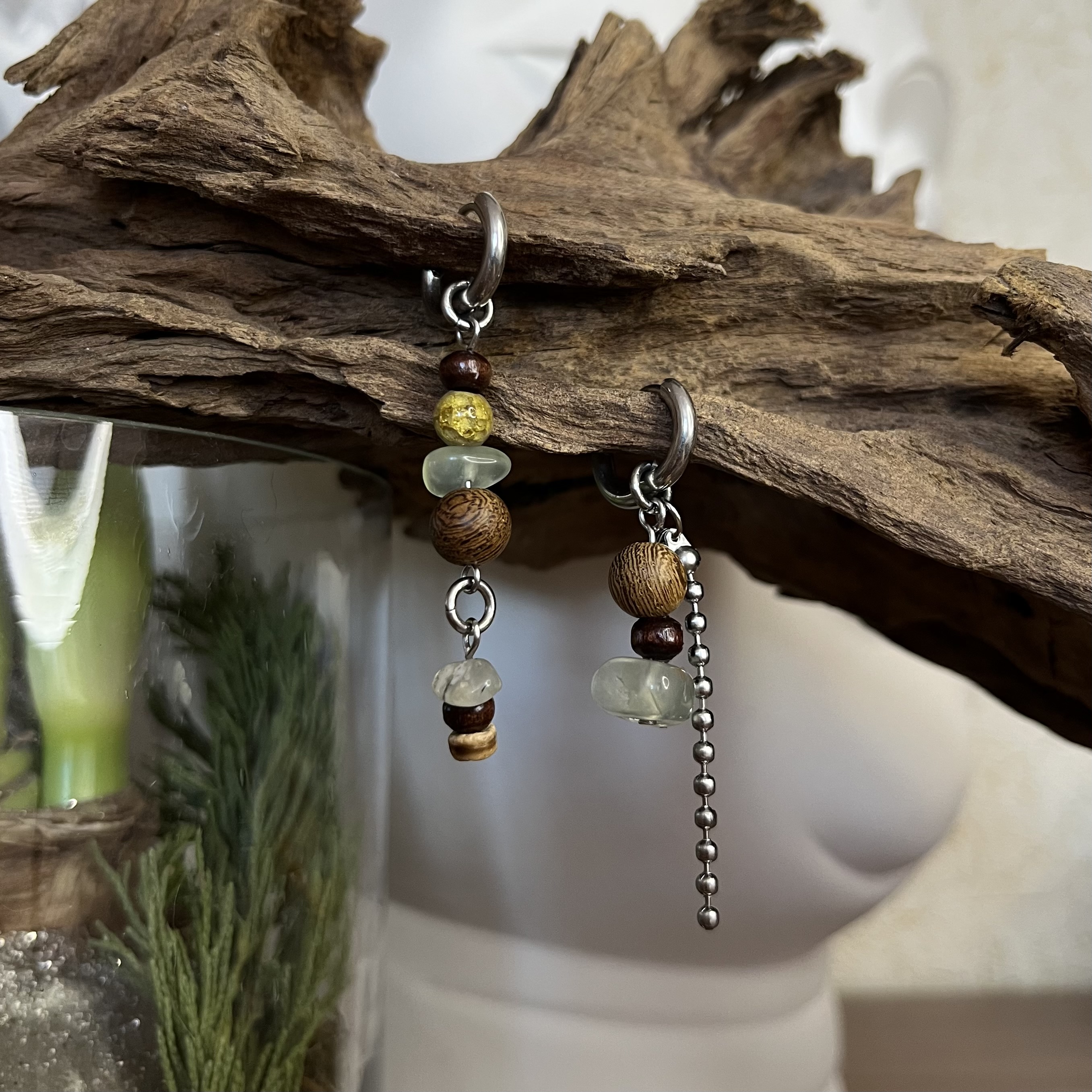 Серьги-конго «Деревянные лепестки»