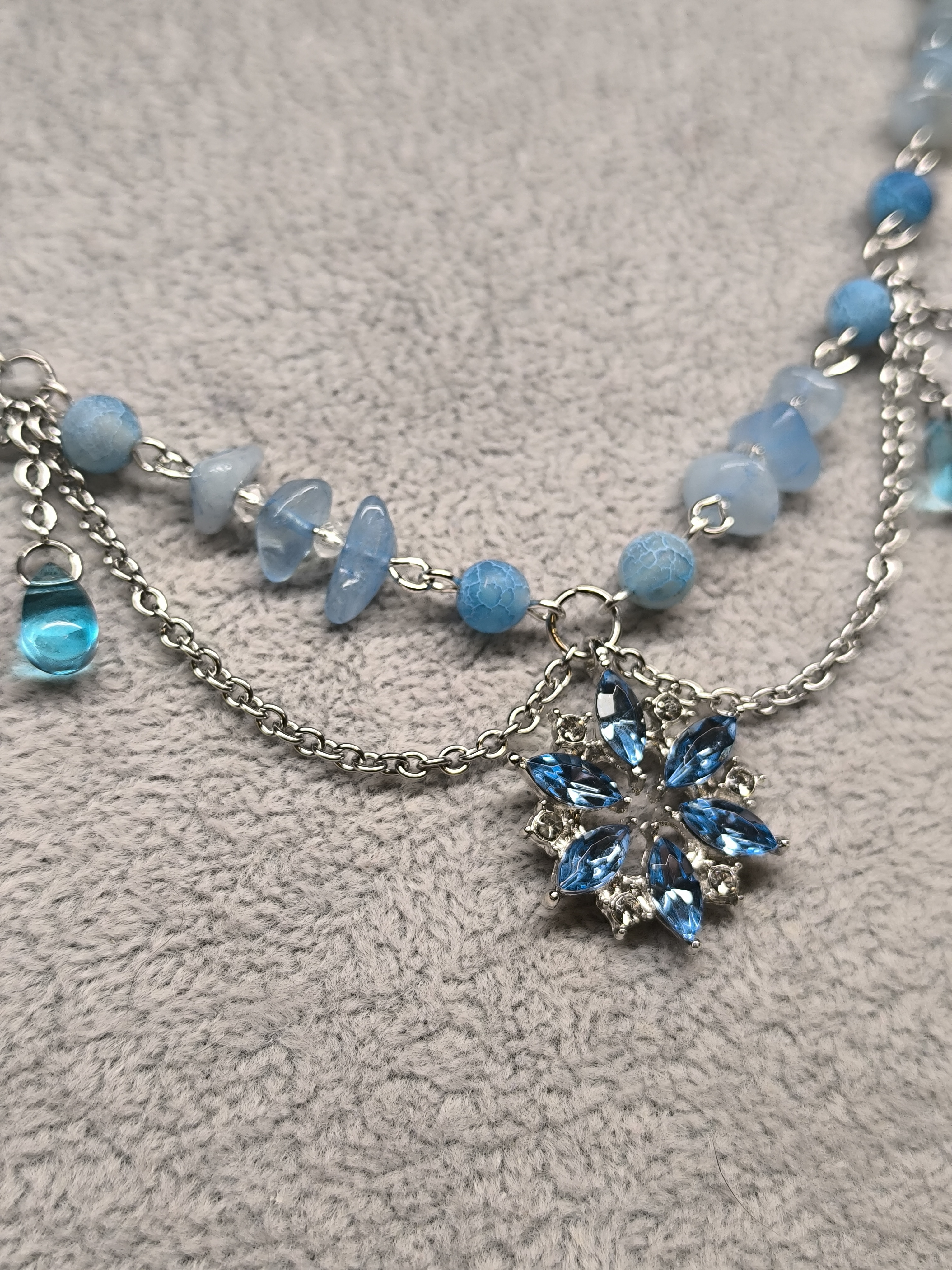 Ожерелье аквамарин и агат