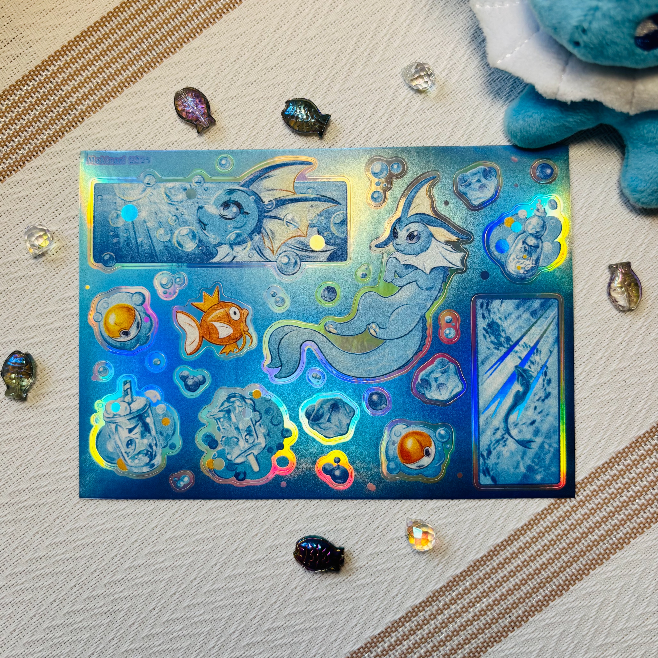 Голографические стикеры "Вапореон" на голо пленке а6