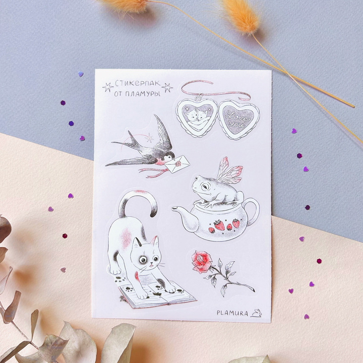 Стикерпак ч/б прозрачный А6