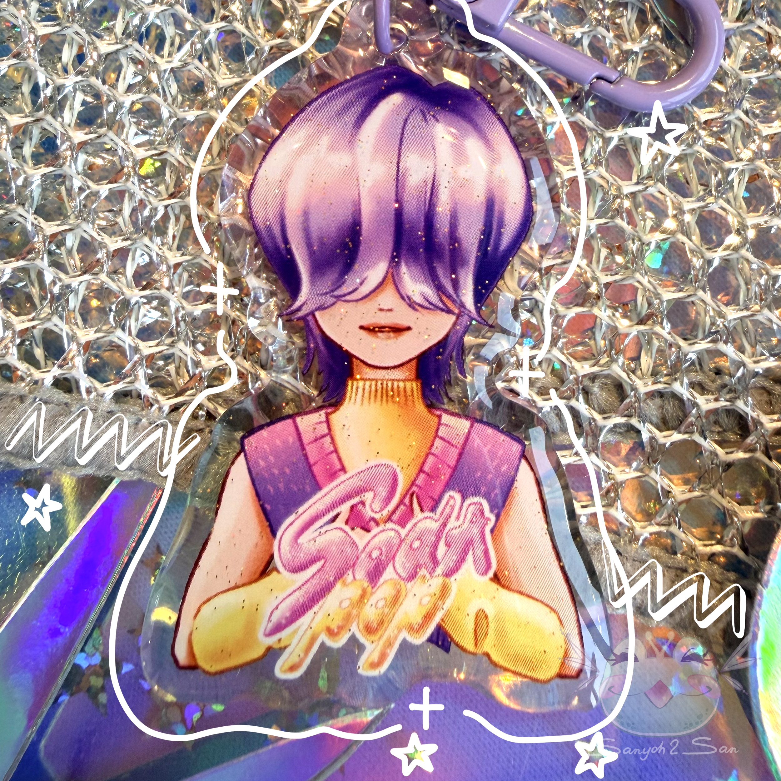 Брелок акрил дв-ый, глиттер, 5 см, KPOP D.H., MYSTERY