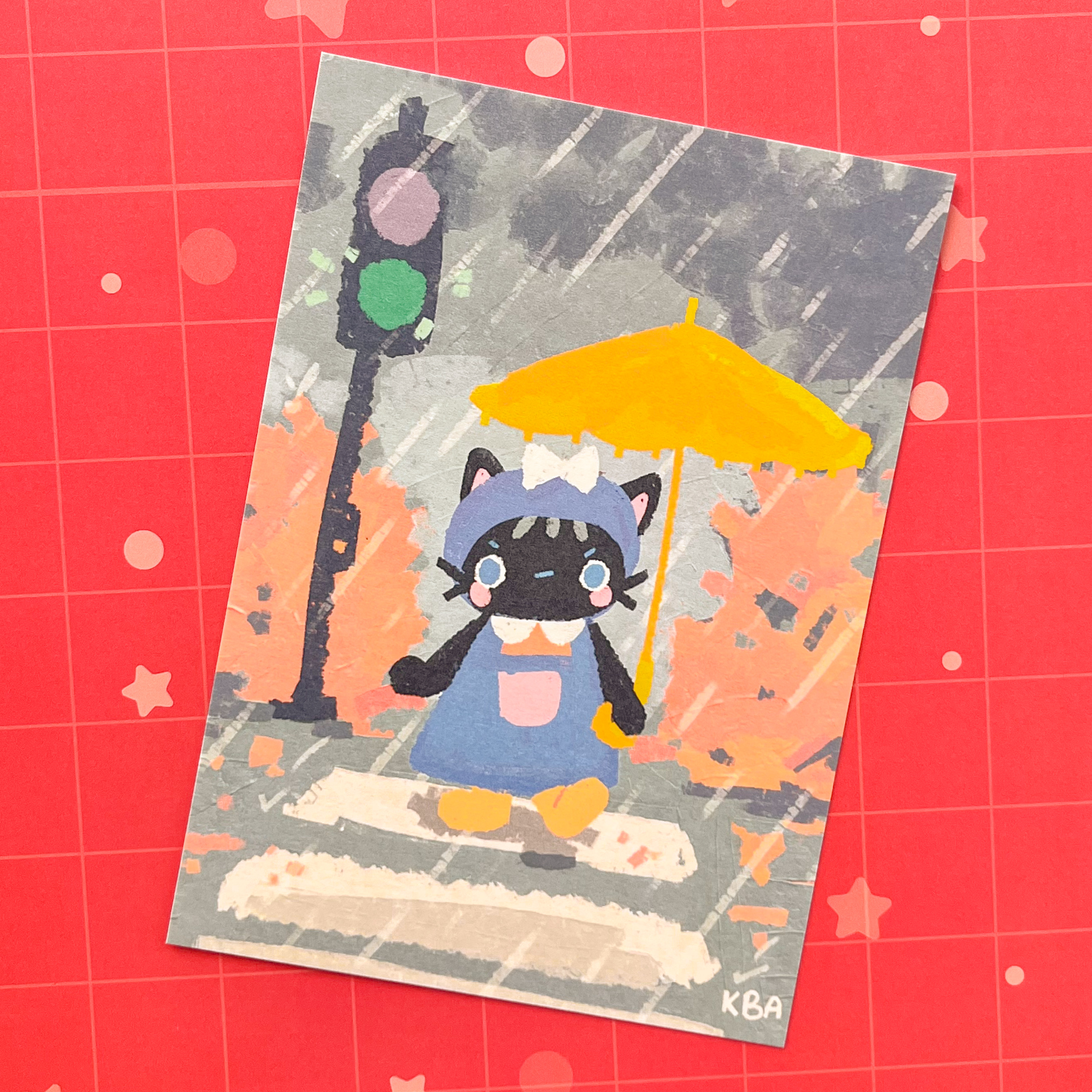 Принт Кошечка под зонтиком