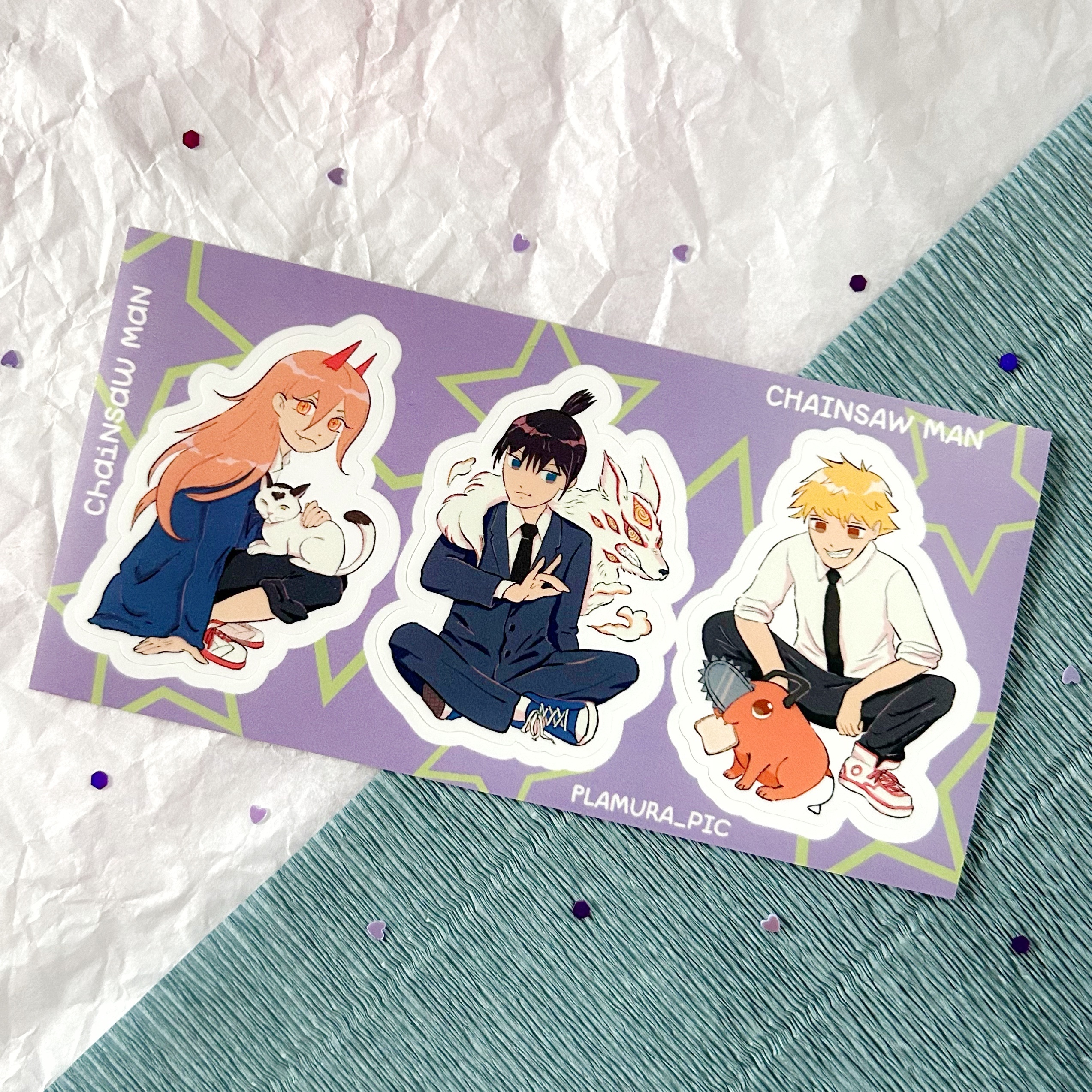 "трио" стикерпак человек-бензопила