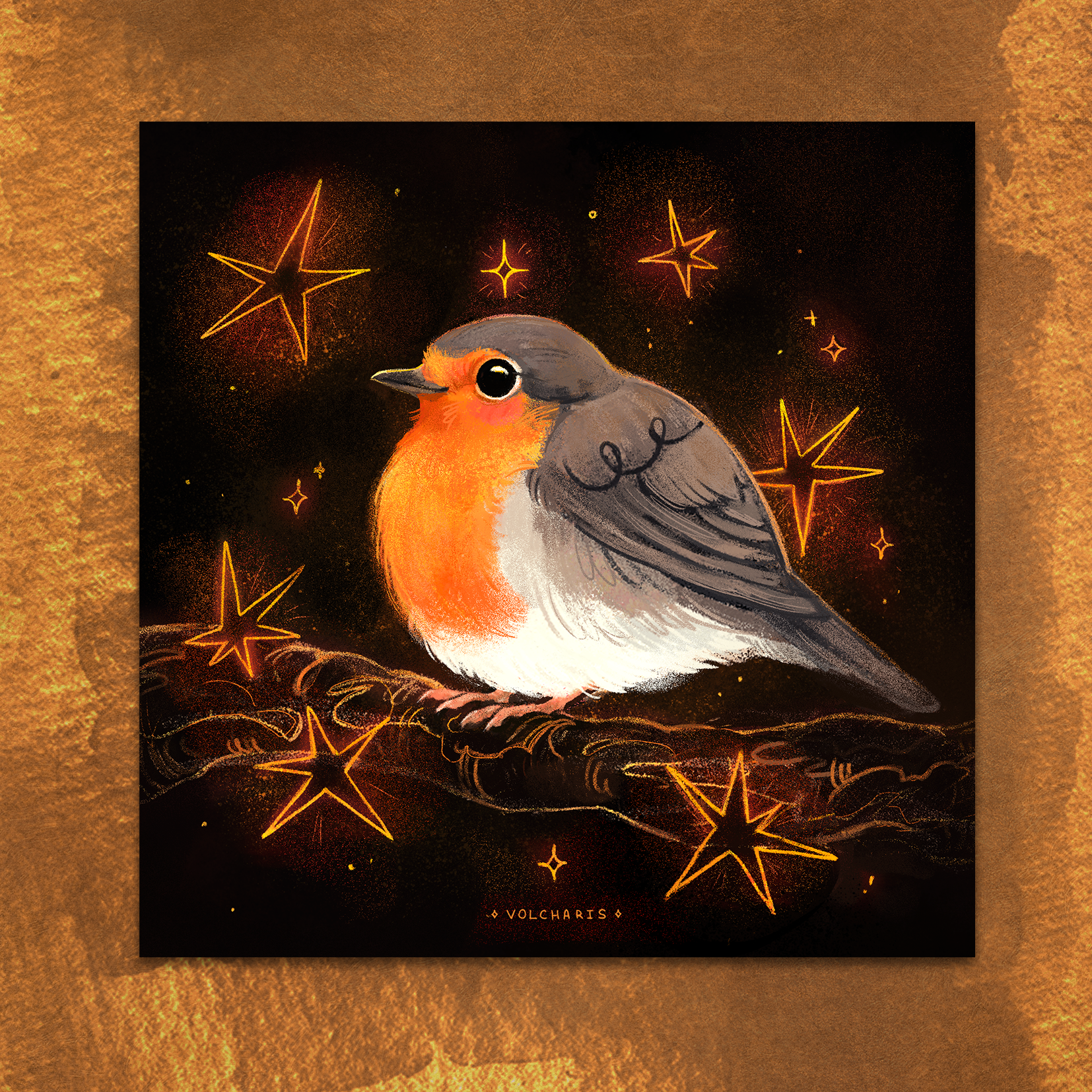 Открытка зарянка мини