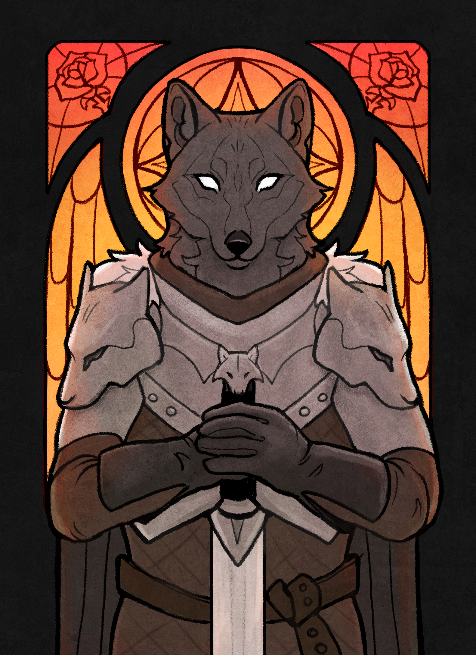 Открытка рыцарь волк