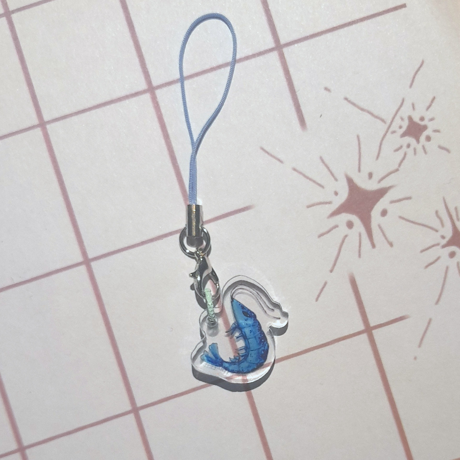 акриловый брелок 2см "шримп голубой"