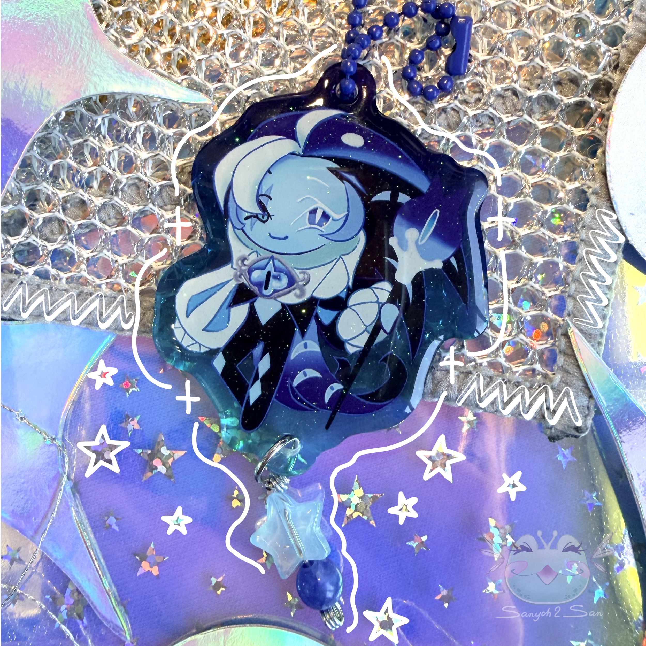 Брелок акрил дв-ый, глиттер, 5 см, CRK, SHADOW MILK