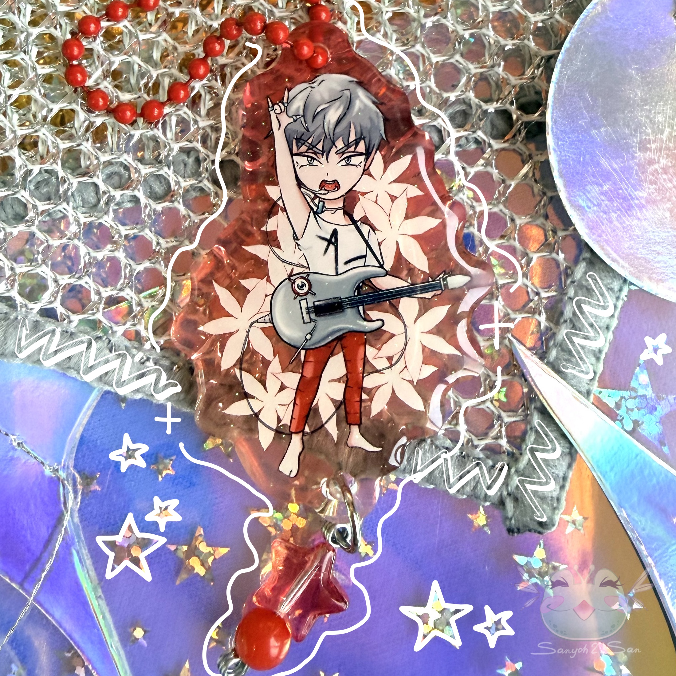 Брелок акрил дв-ый, глиттер, 5 см, ALNST, TILL