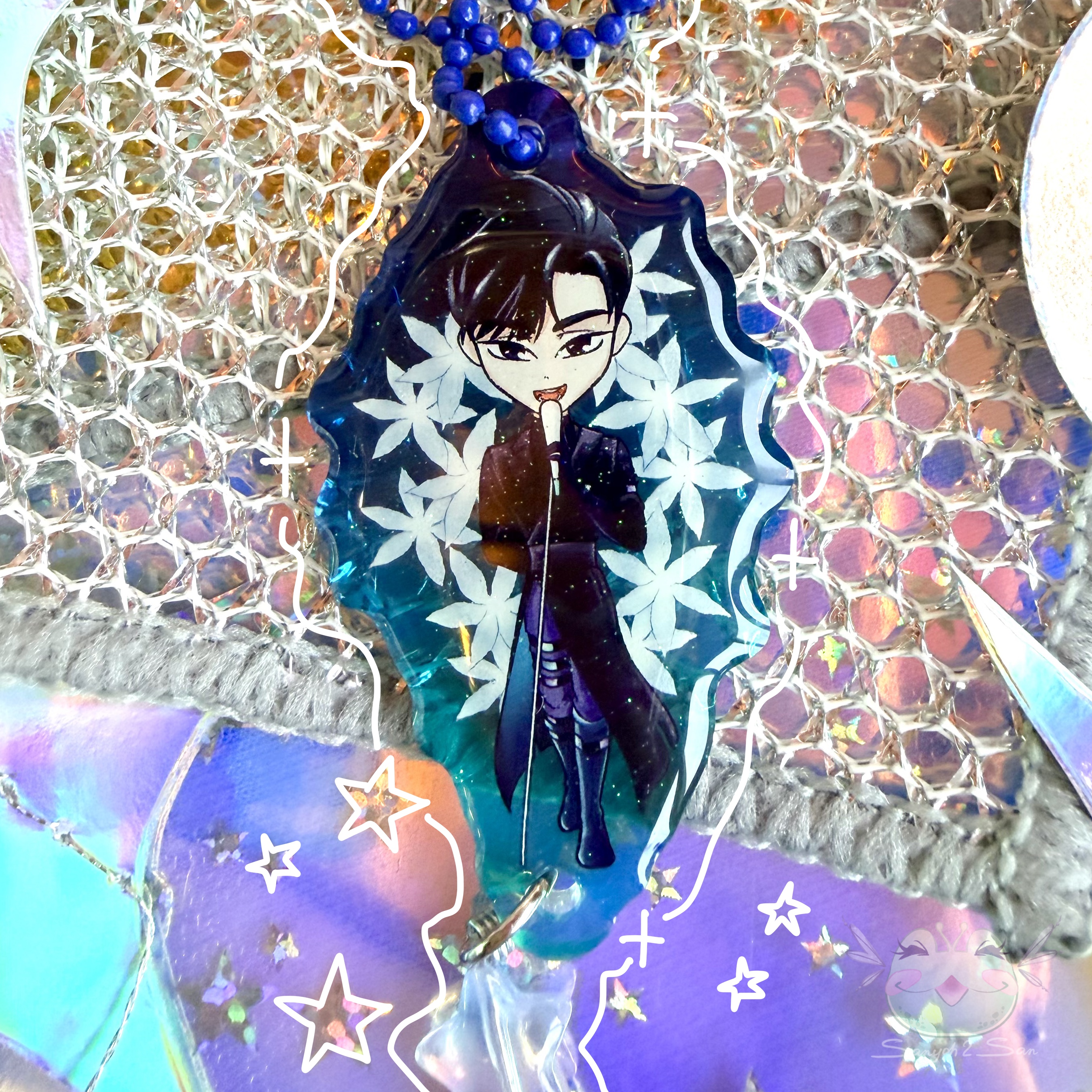 Брелок акрил дв-ый, глиттер, 5 см, ALNST, IVAN