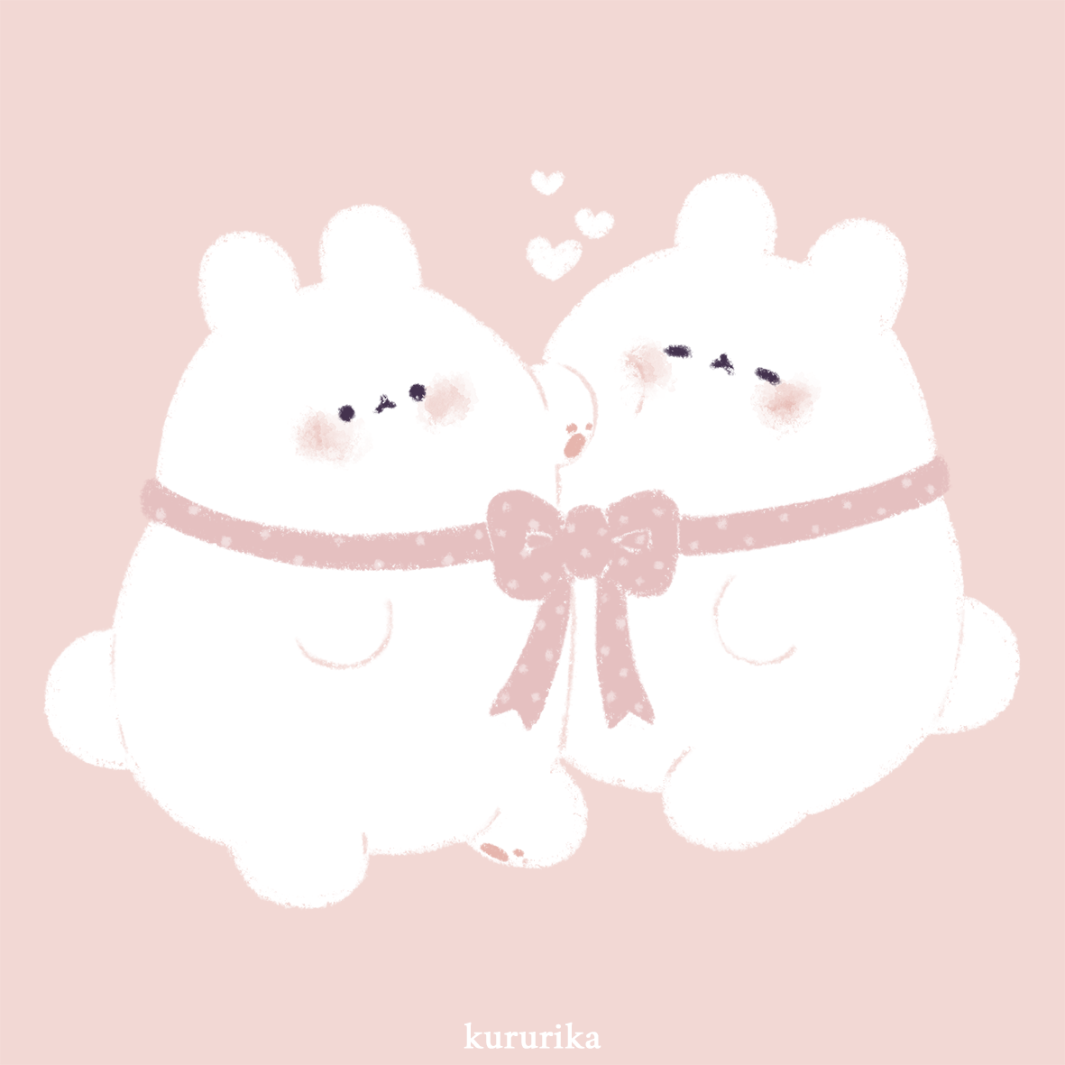 Открытка 10х10 зайцы розовые