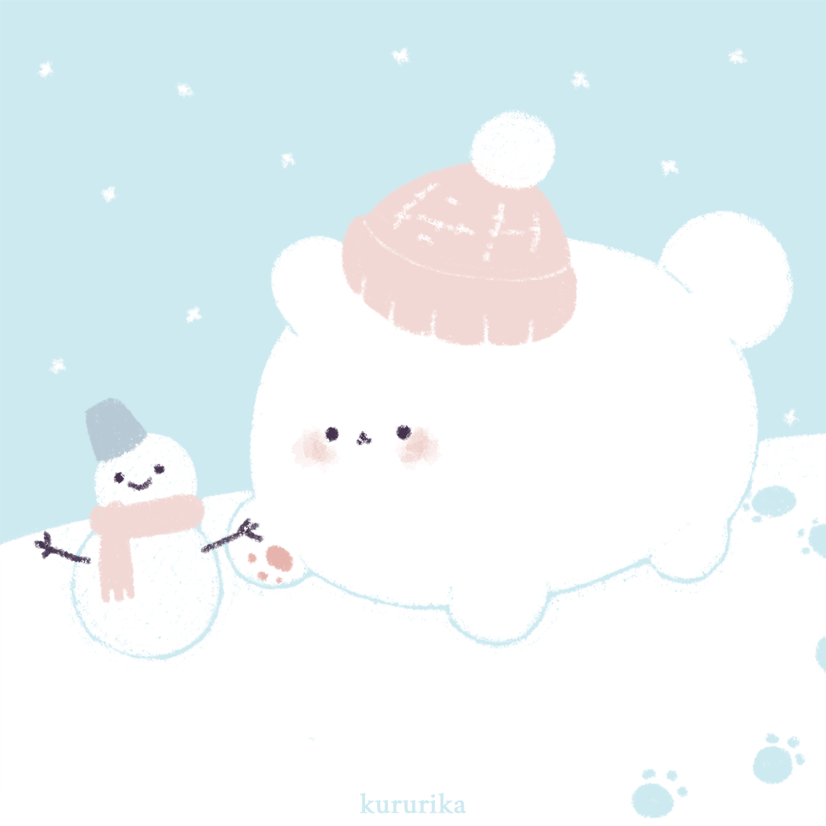 Открытка 10х10 зайцы зима 2