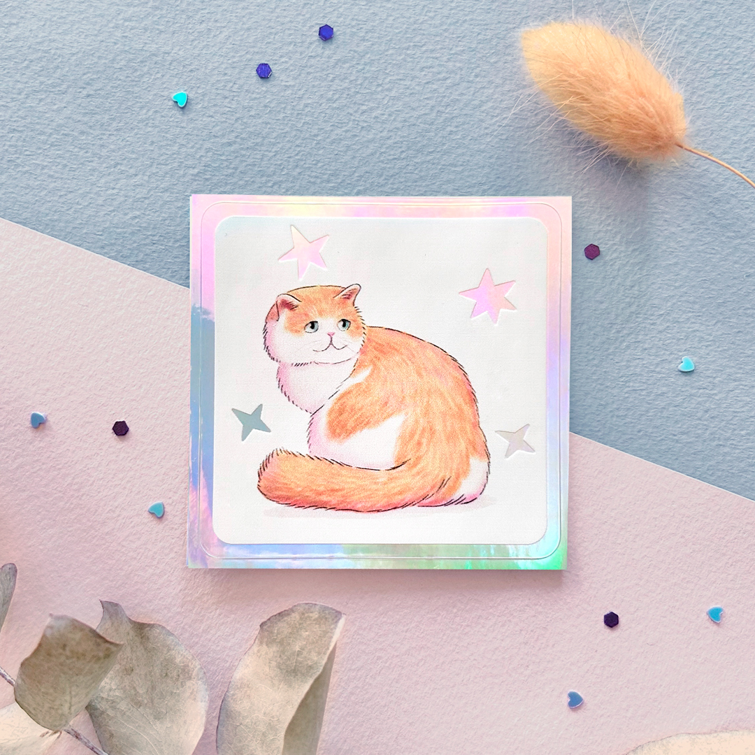 "Котик перс" стикер голография