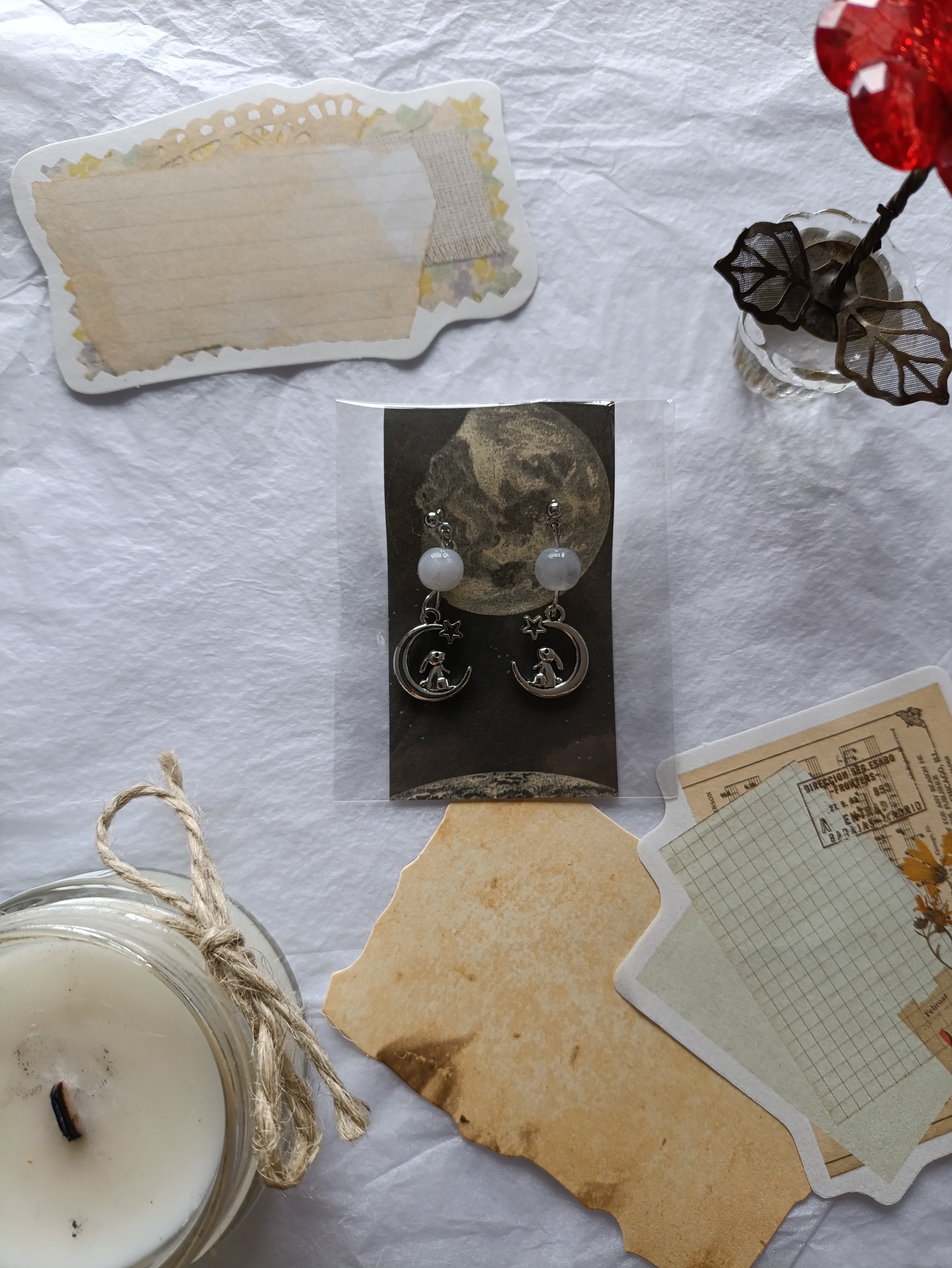 Серьги гвоздики Лунные кролики