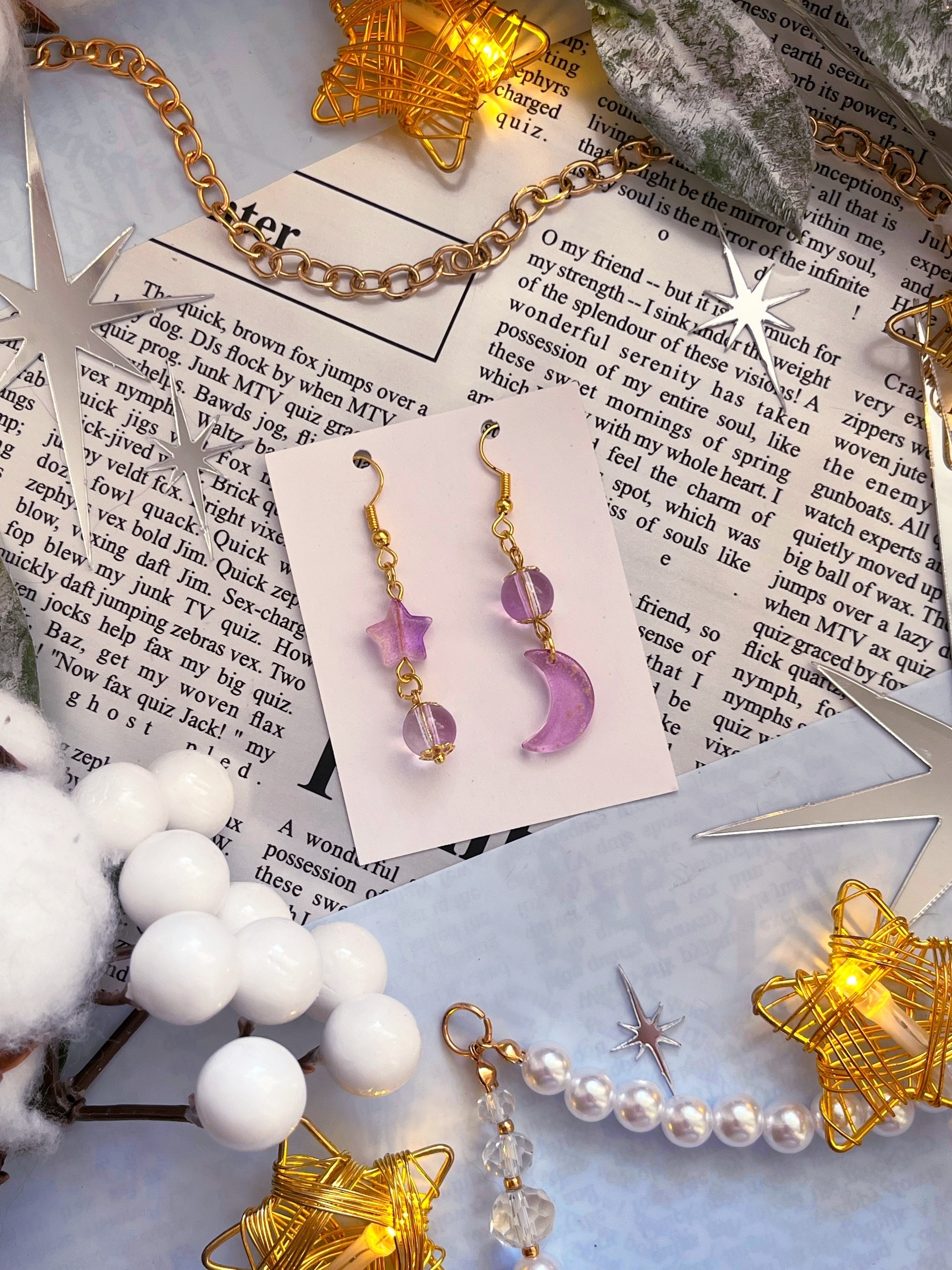 Серьги "Луна" фиолетовые М