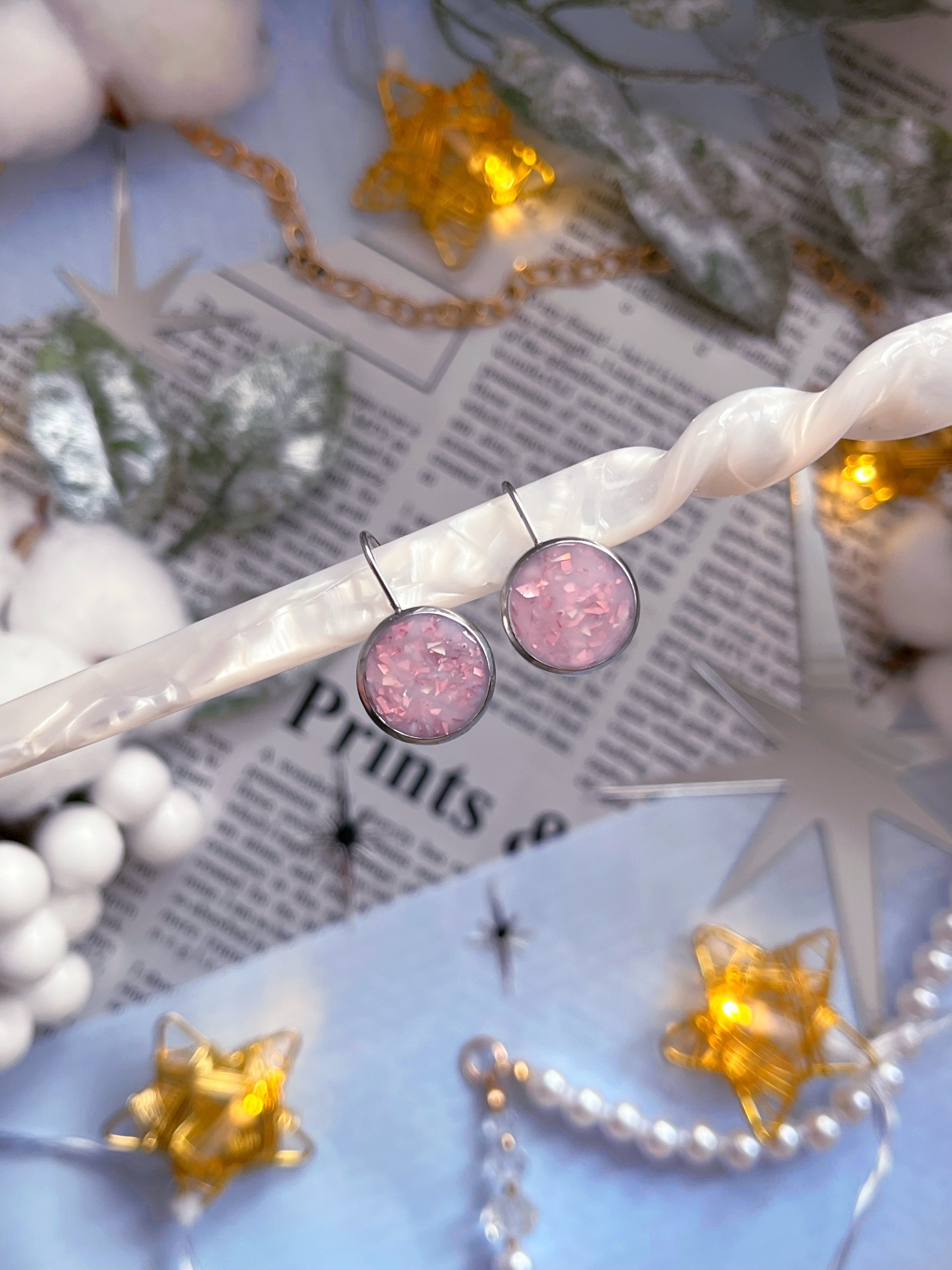 Серьги "Осколки" розовые