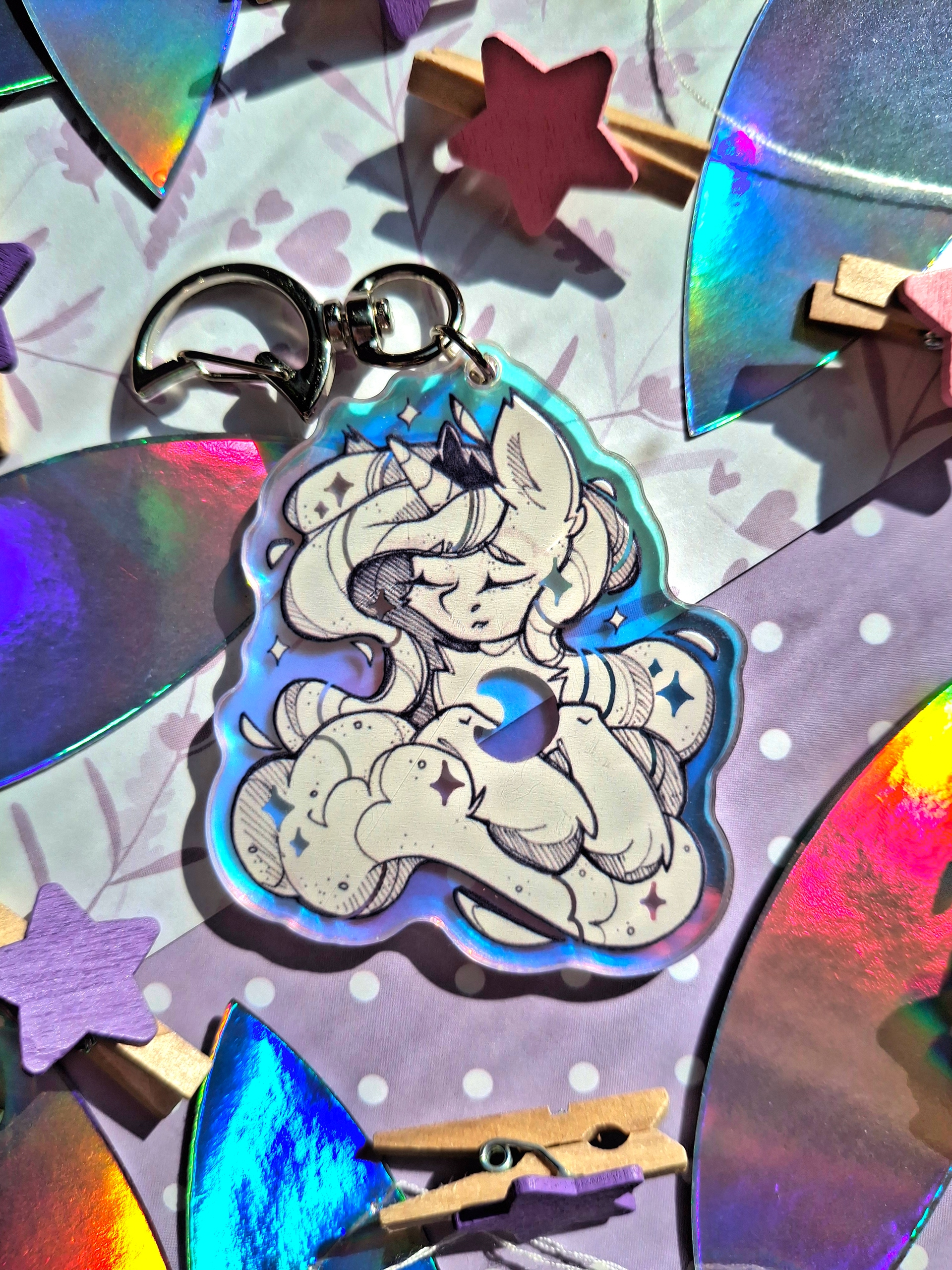 Брелок жемчужный Луна на облаке