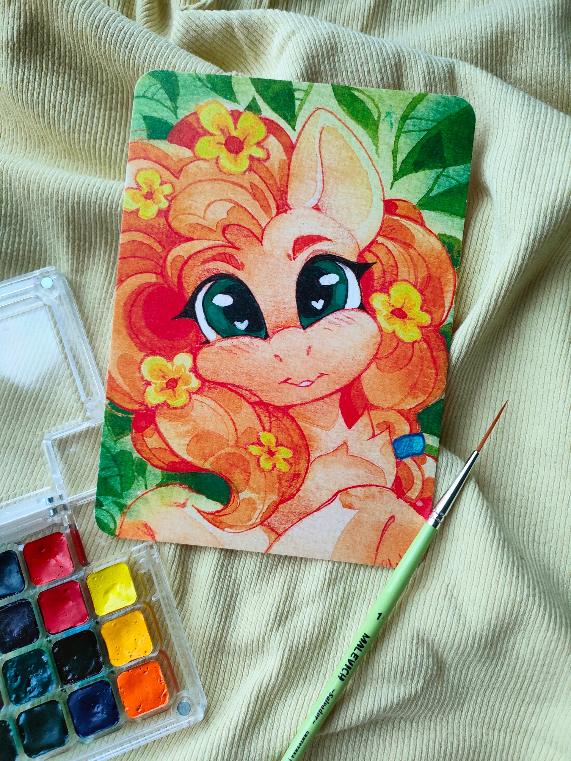 Открытка Пеа Баттер акварельная