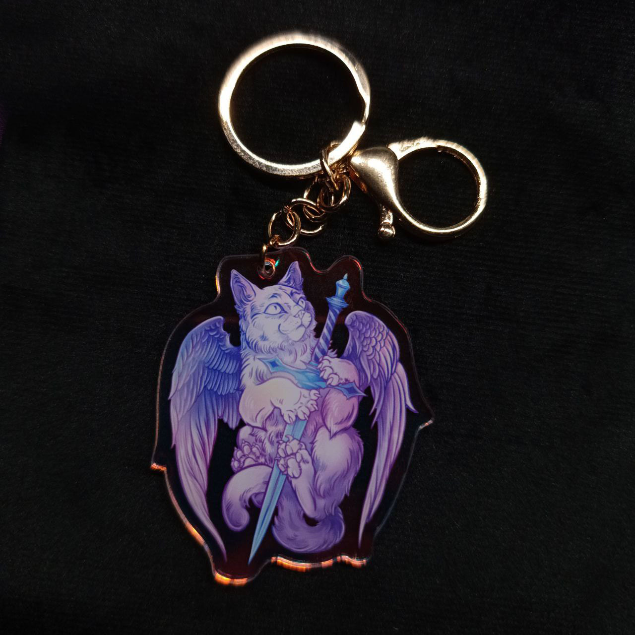 Брелок голо Кот с мечом