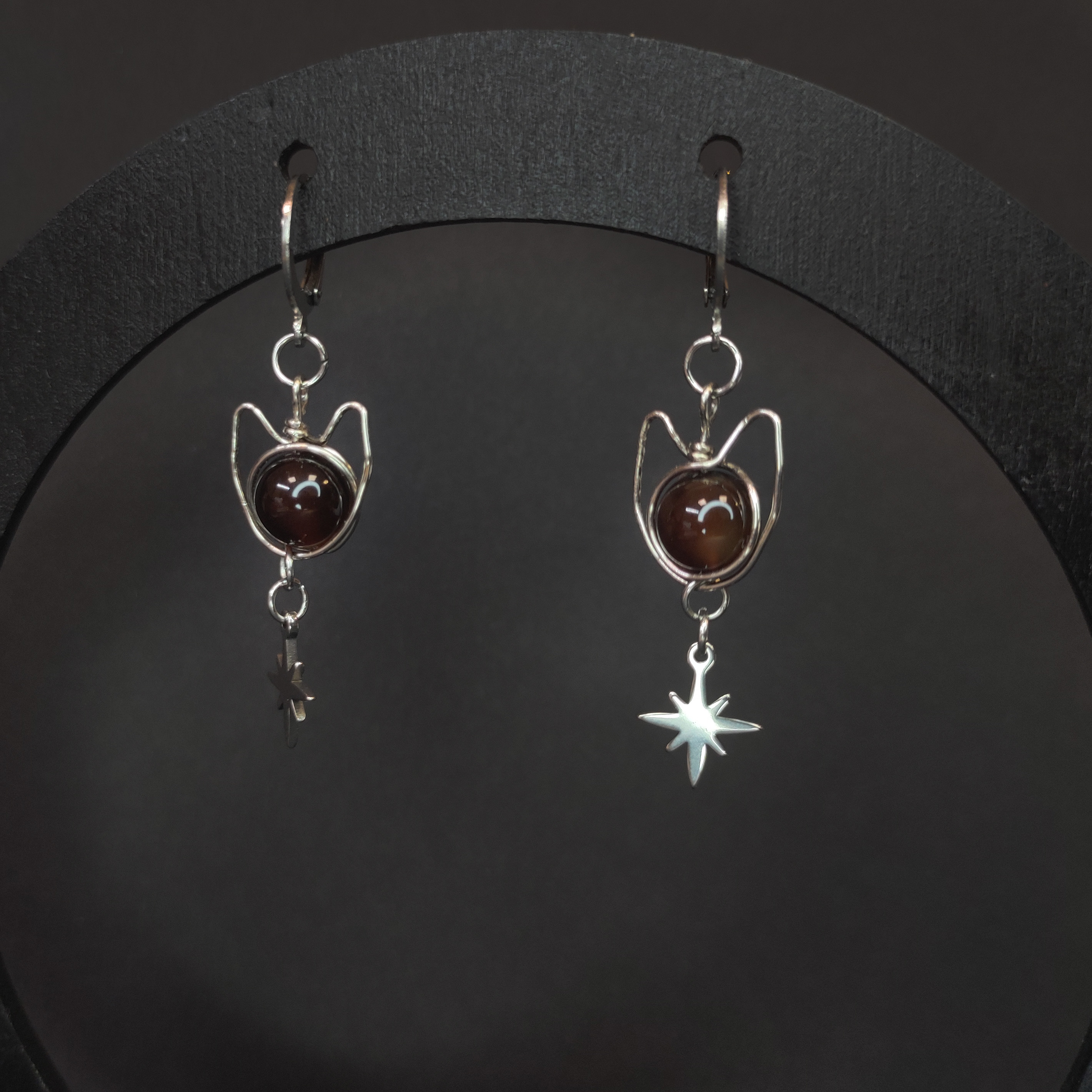 Серьги-котики коричневые (нерж. сталь)