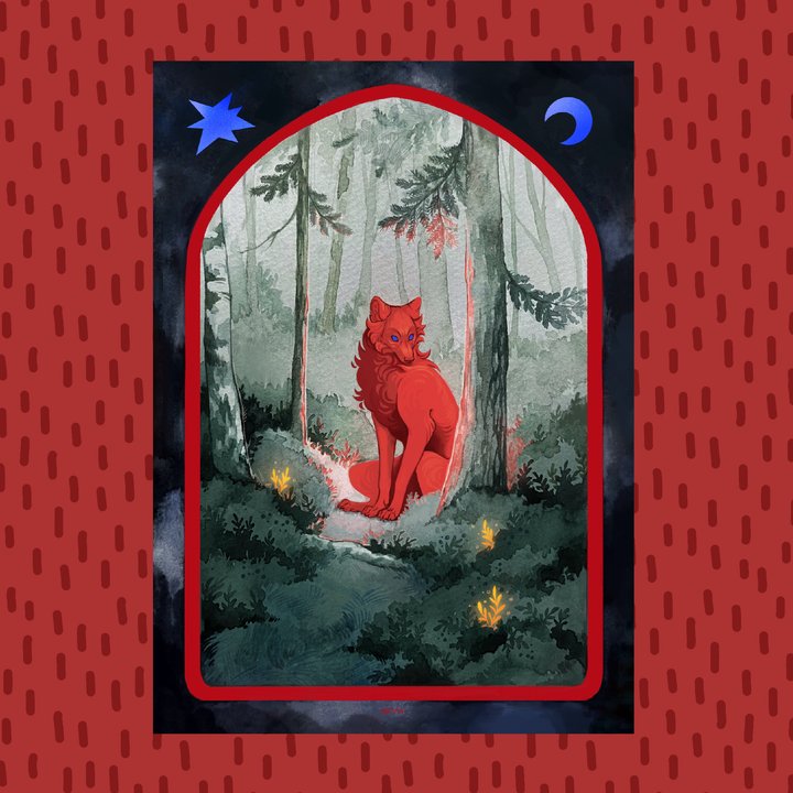 Открытка "Красный волк"