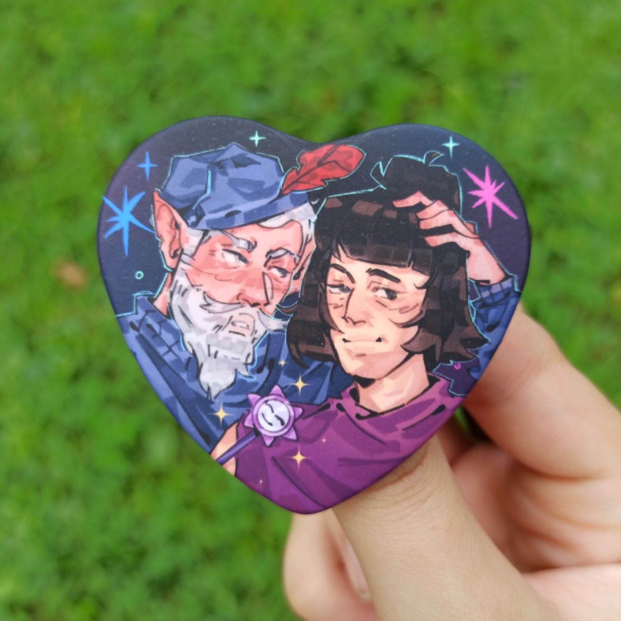 Значок-сердце Плам и мудрый Эльф