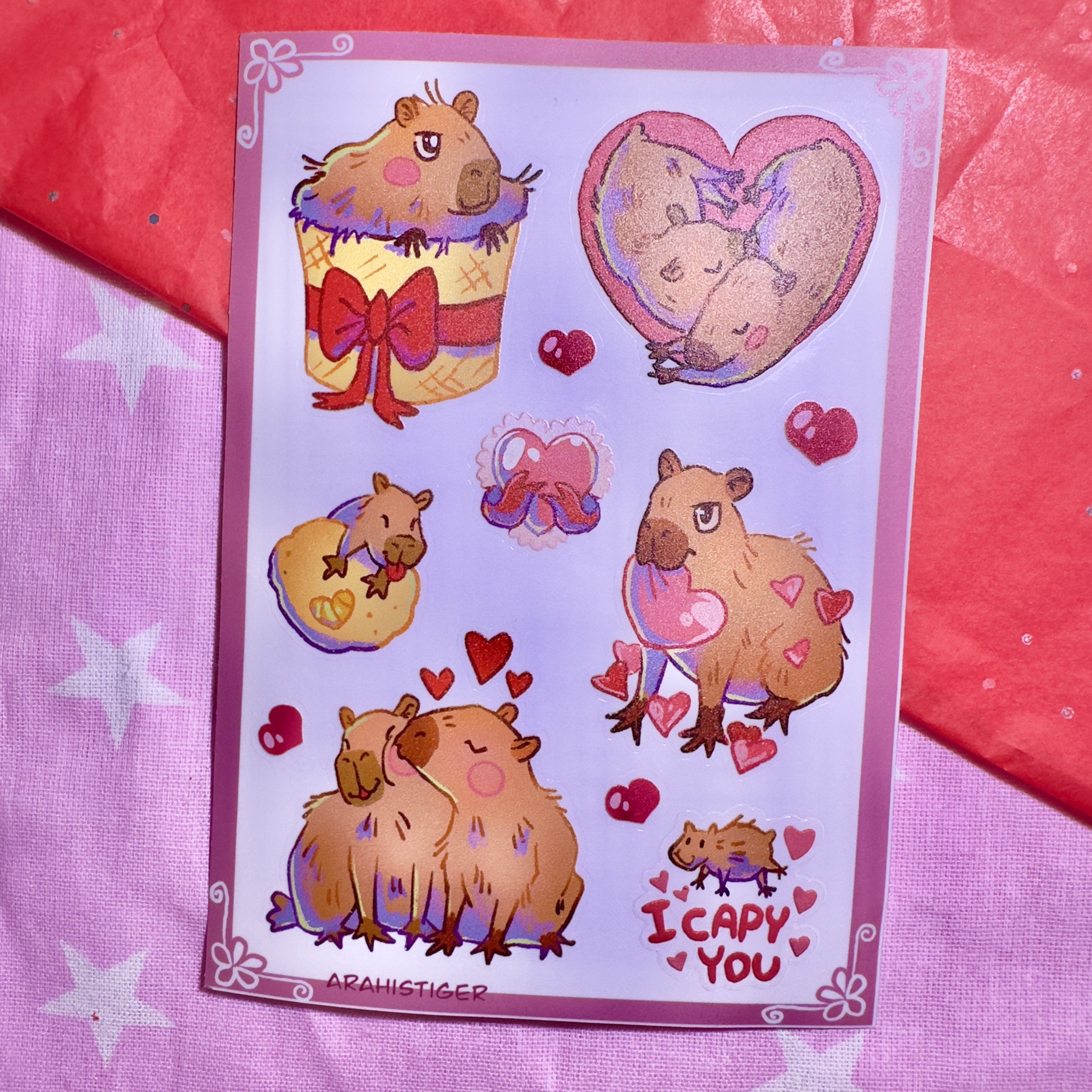 Стикеры а6 "Любовь капибары"