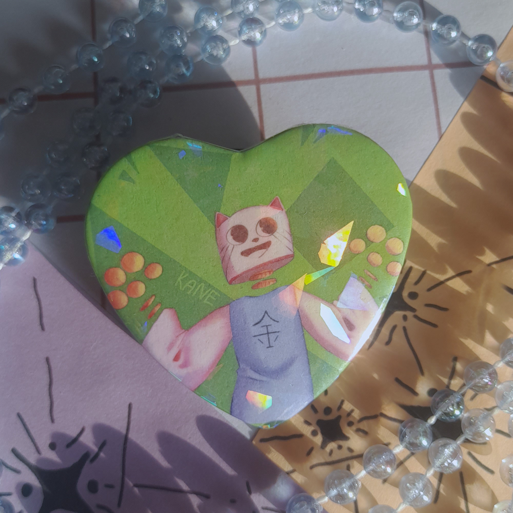 значок закатной сердце "Кейн"