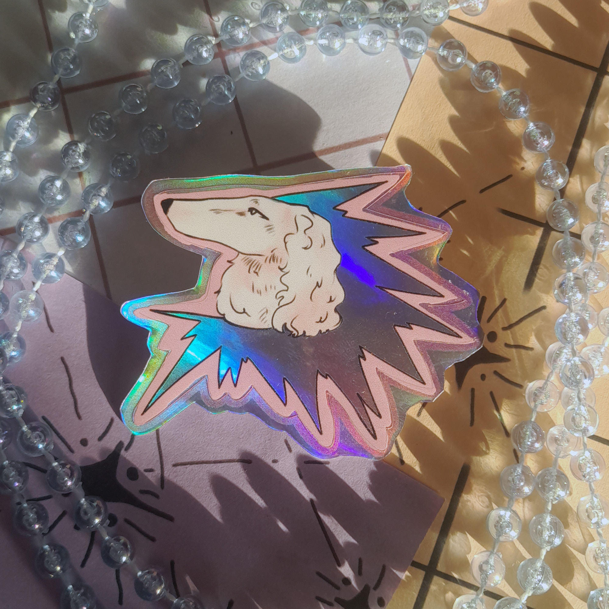 одиночный голо-стикер "борзая"