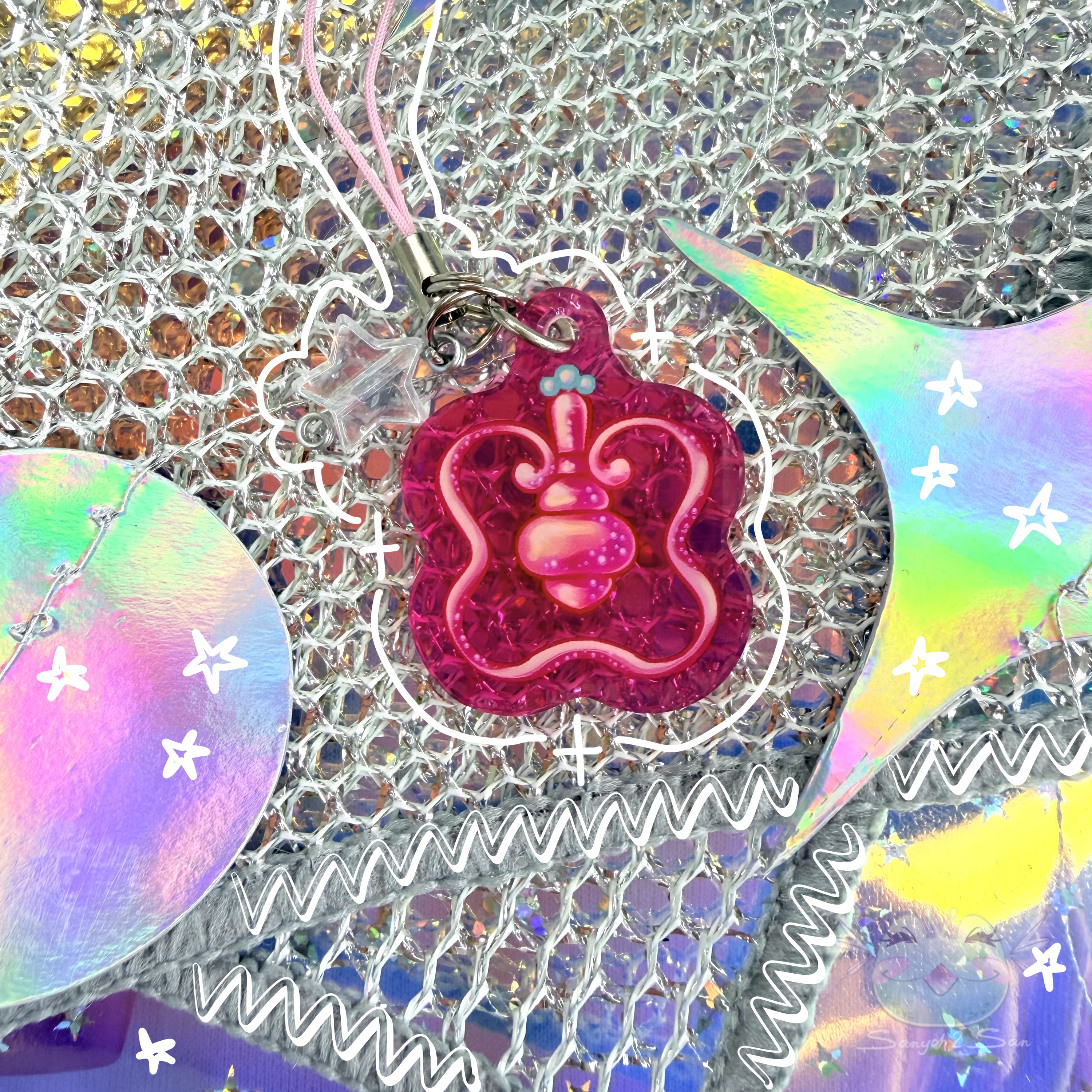 Брелок Флакон пыльцы, WINX, FLORA, 3 см, шнур