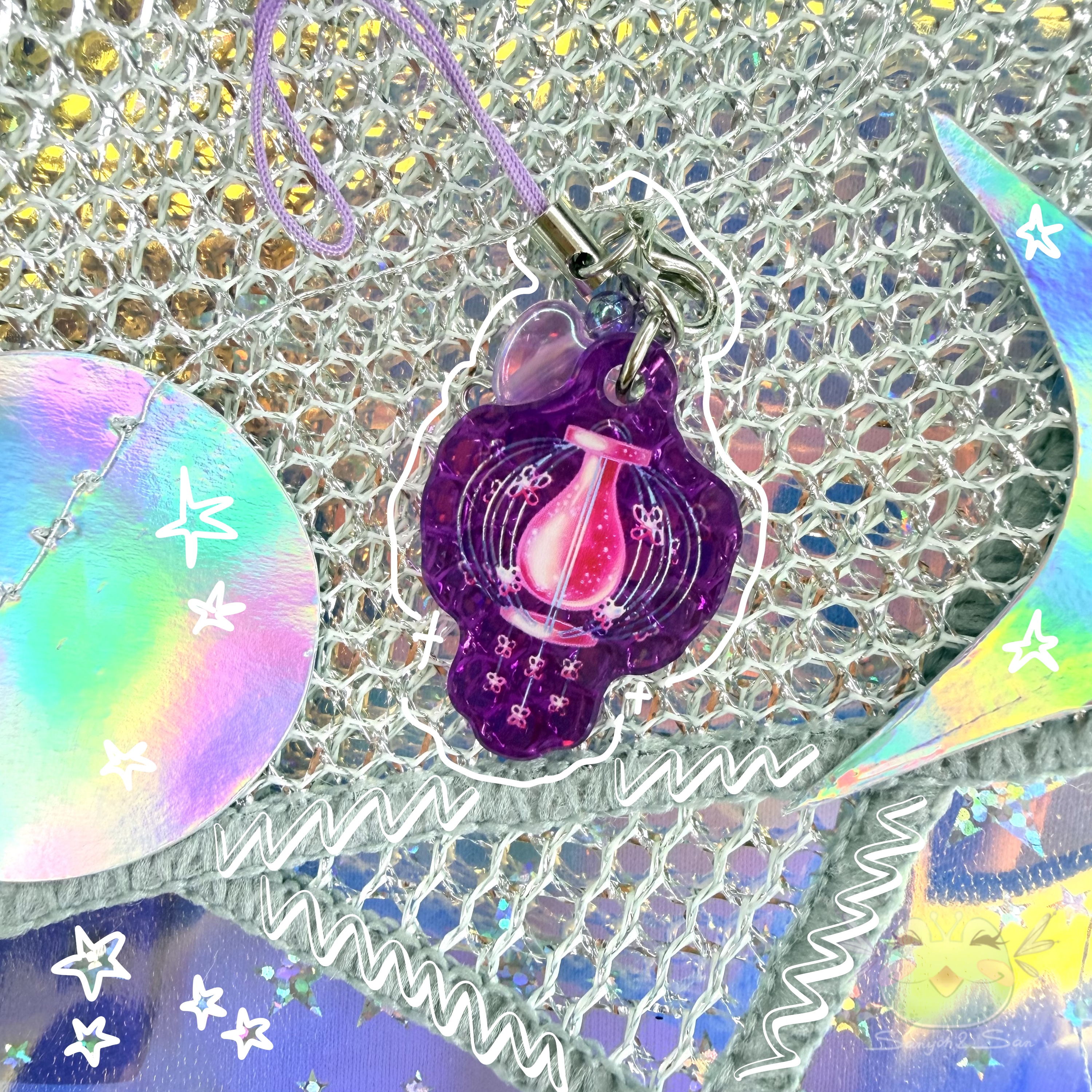 Брелок Флакон пыльцы, WINX, MUZA, 3 см, шнур