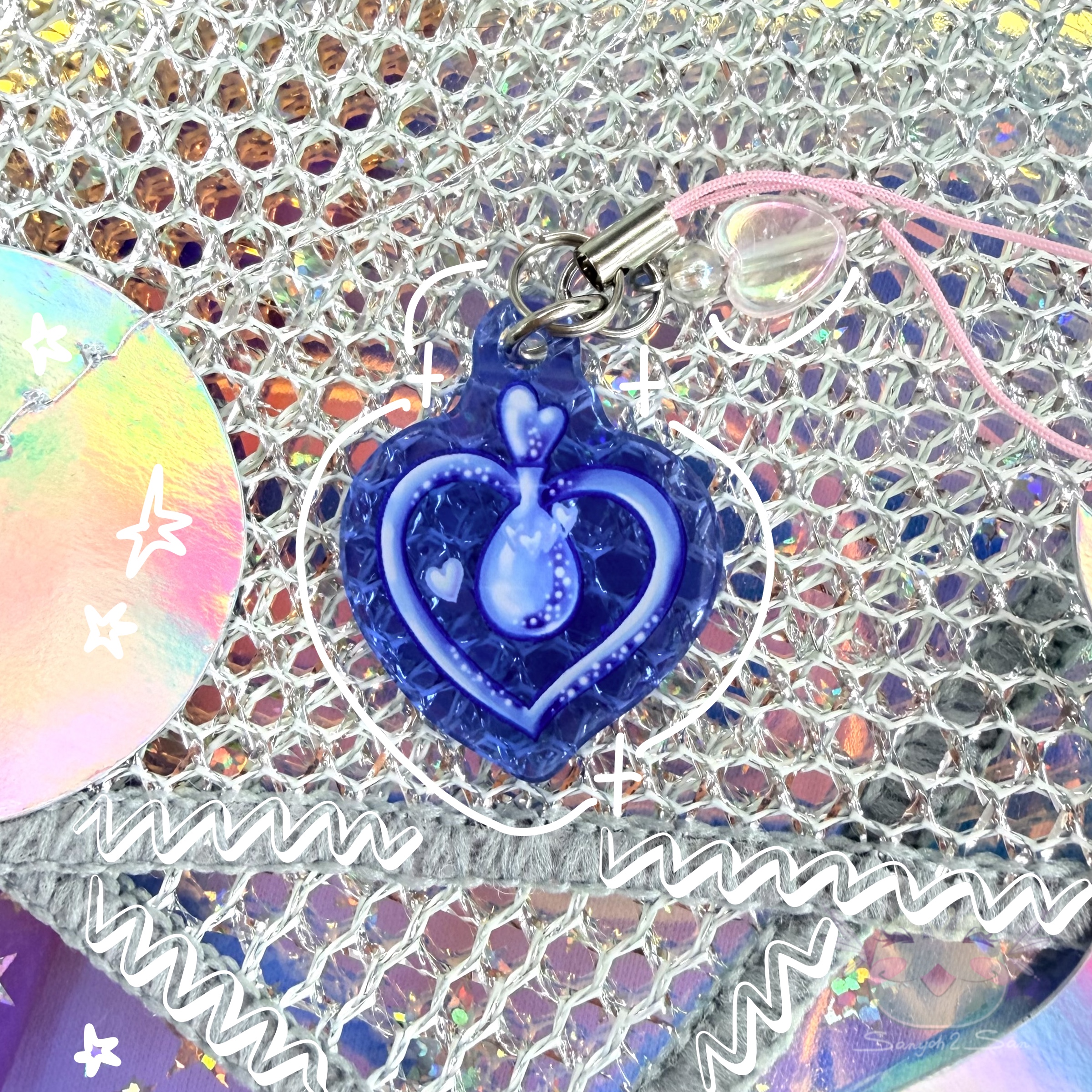 Брелок Флакон пыльцы, WINX, BLOOM, 3 см, шнур