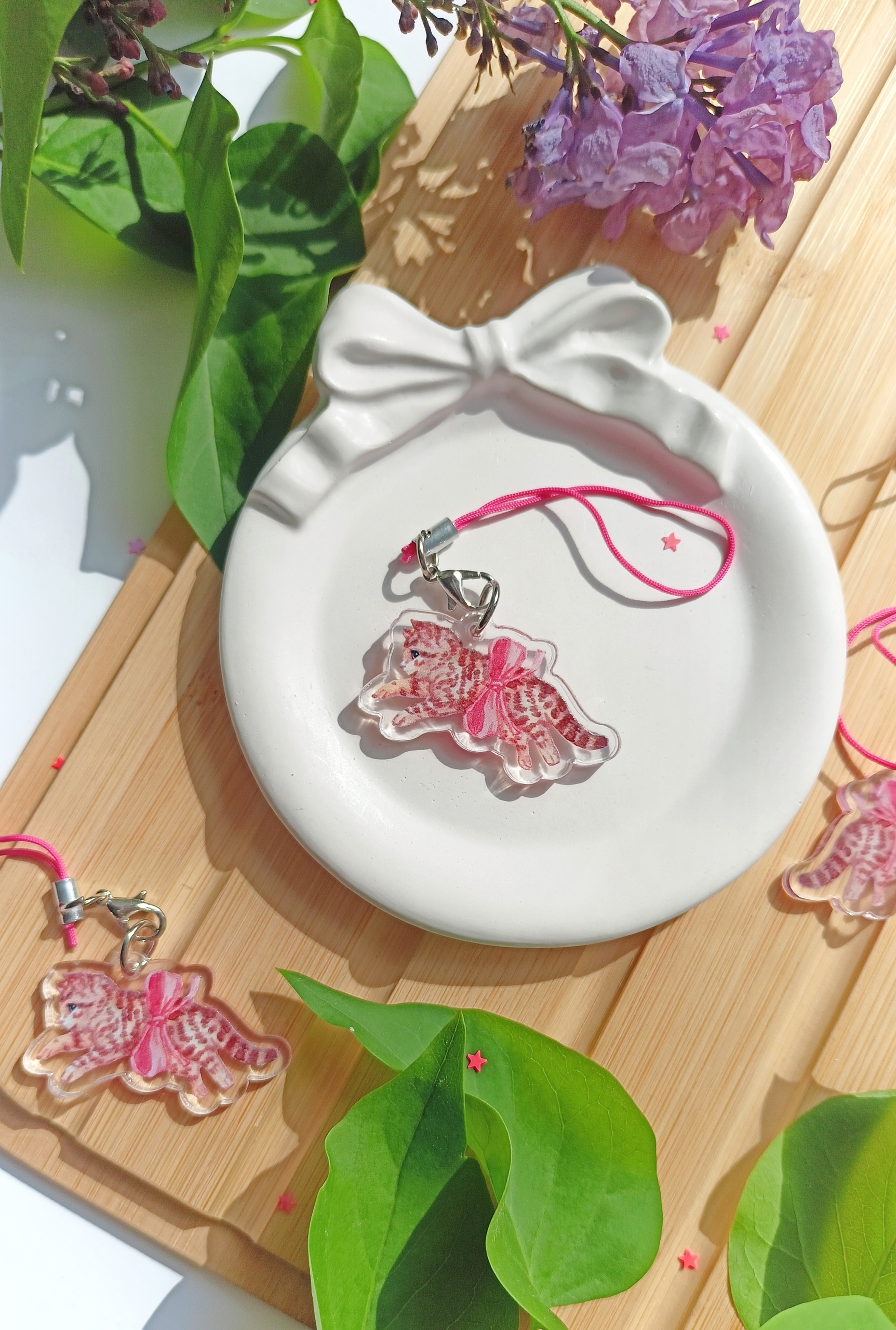 Брелок кот с бантом 4см