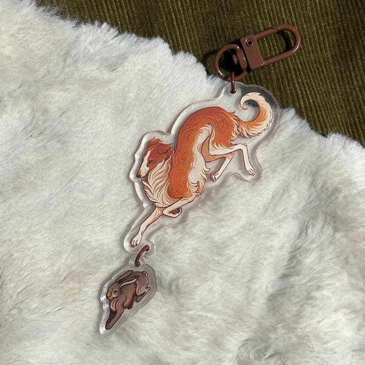 брелок Борзая и заяц