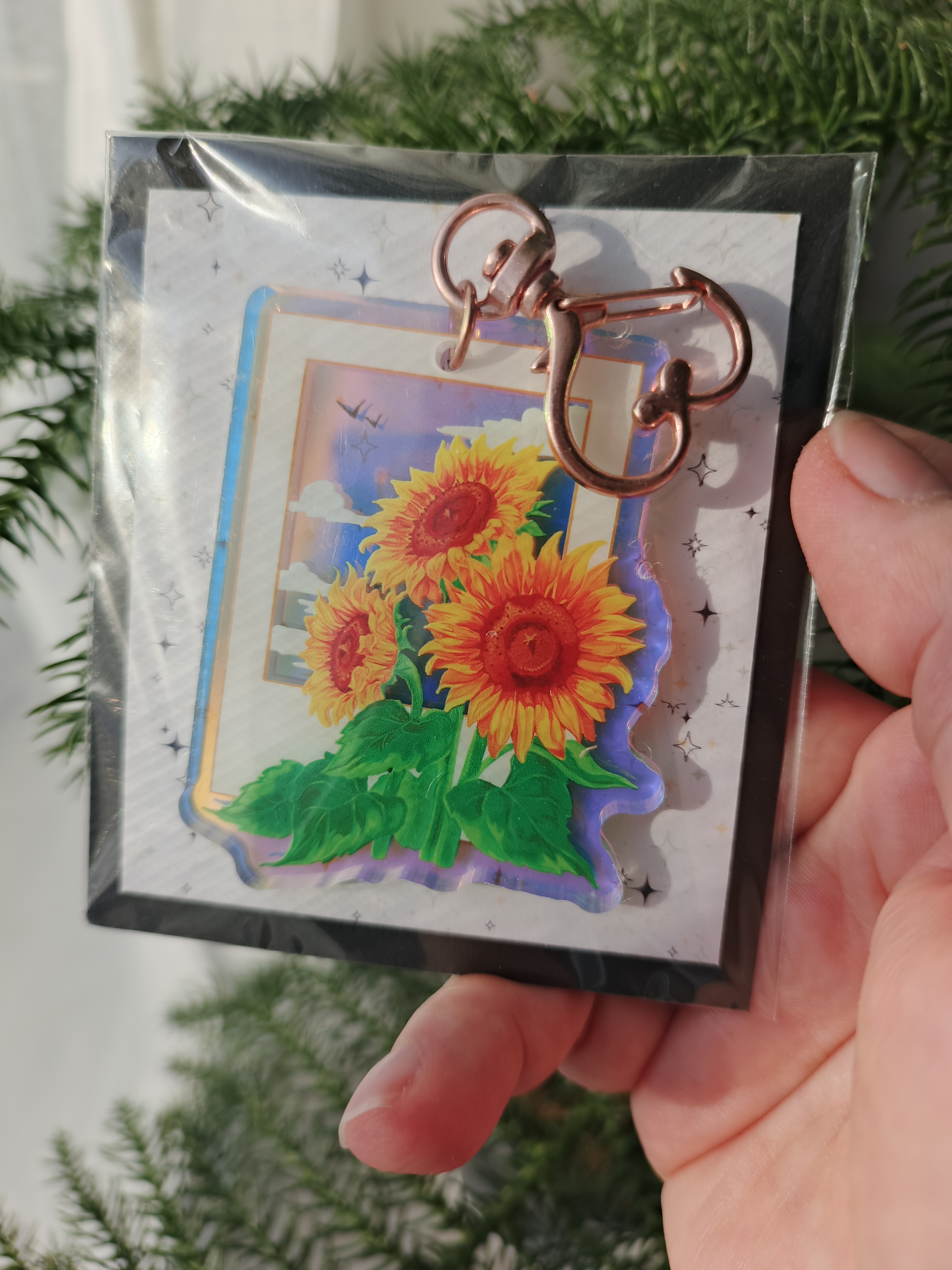 Брелок "Подсолнухи", жемчужный акрил