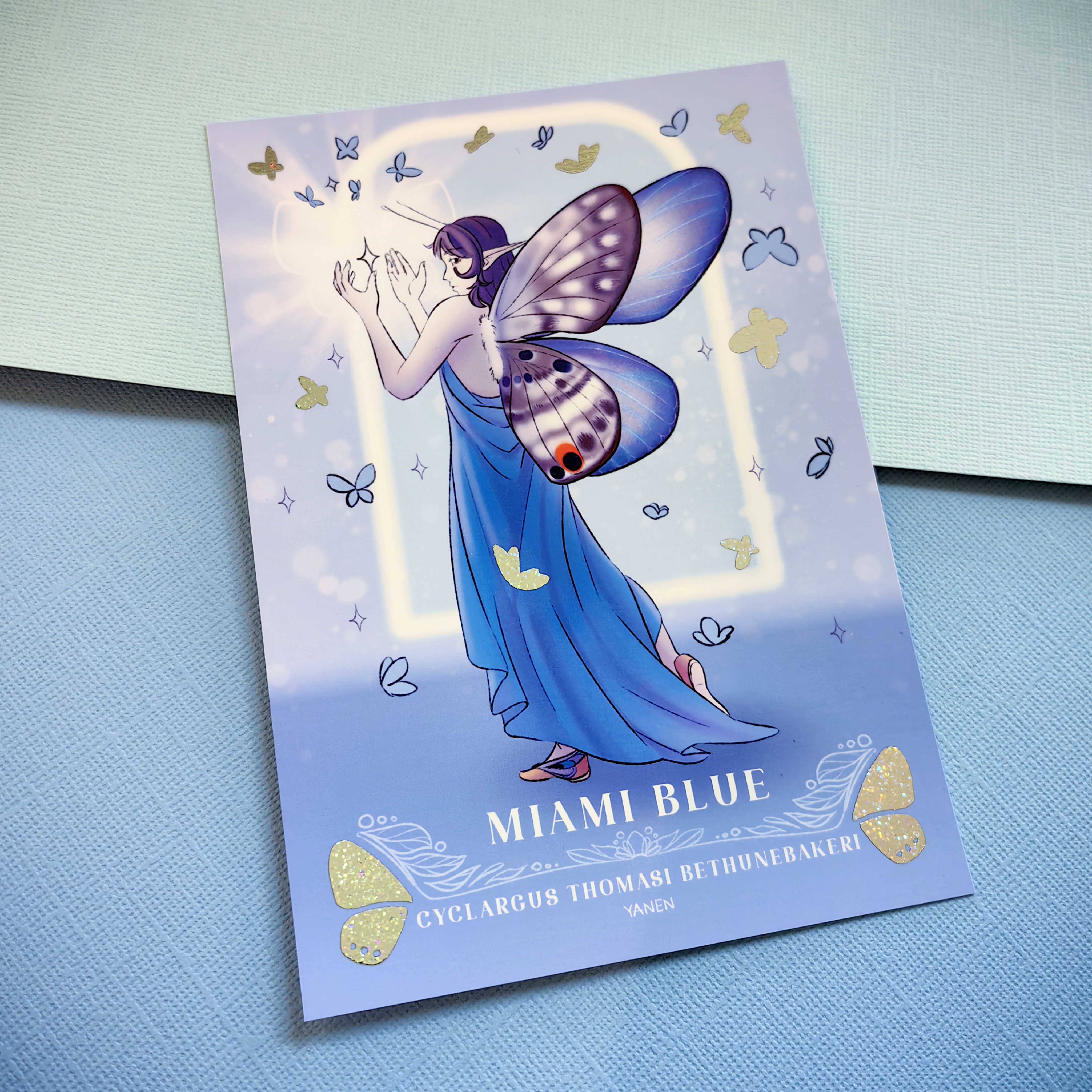 Открытка а6 с фольгой Фея голубая