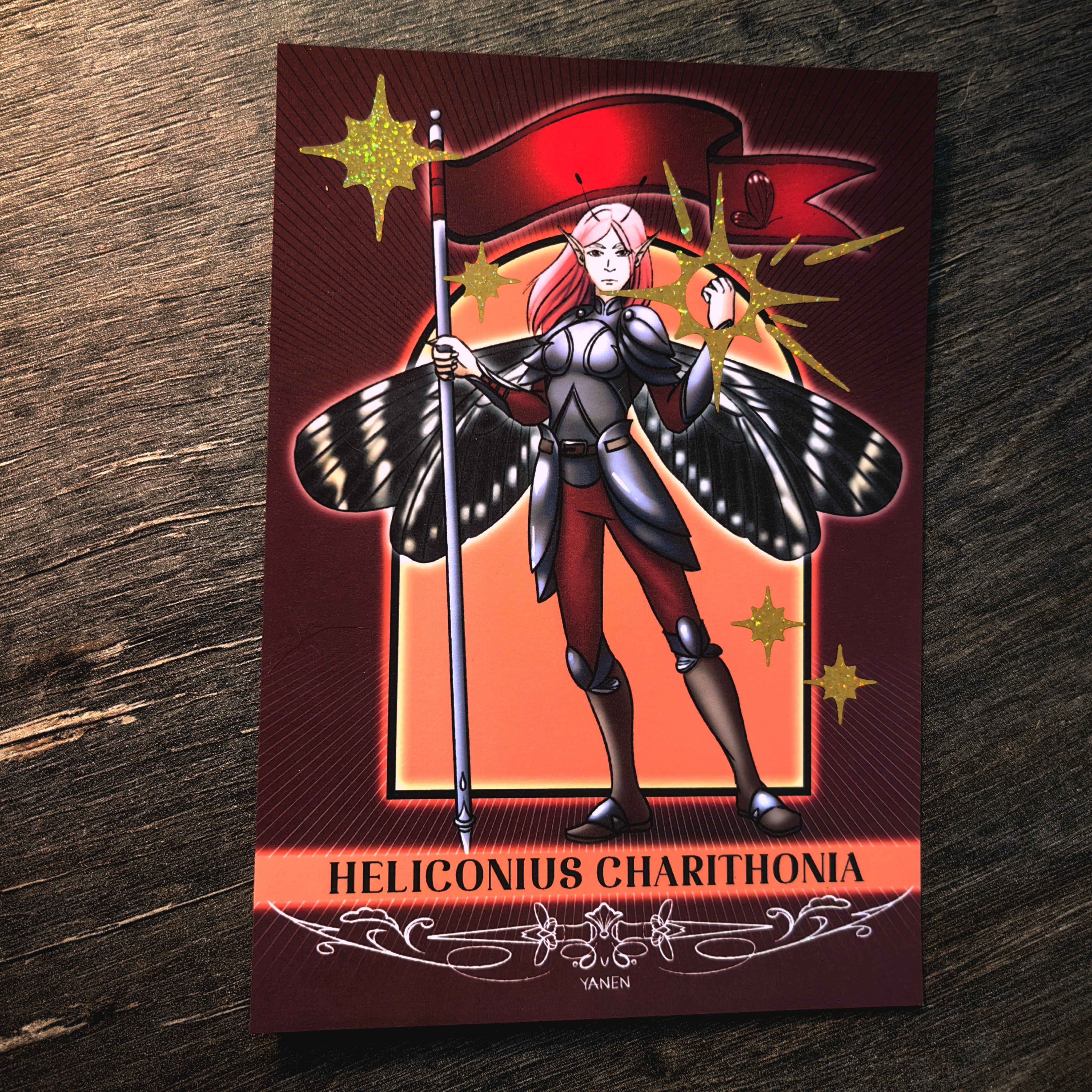 Открытка а6 с фольгой Фея красная