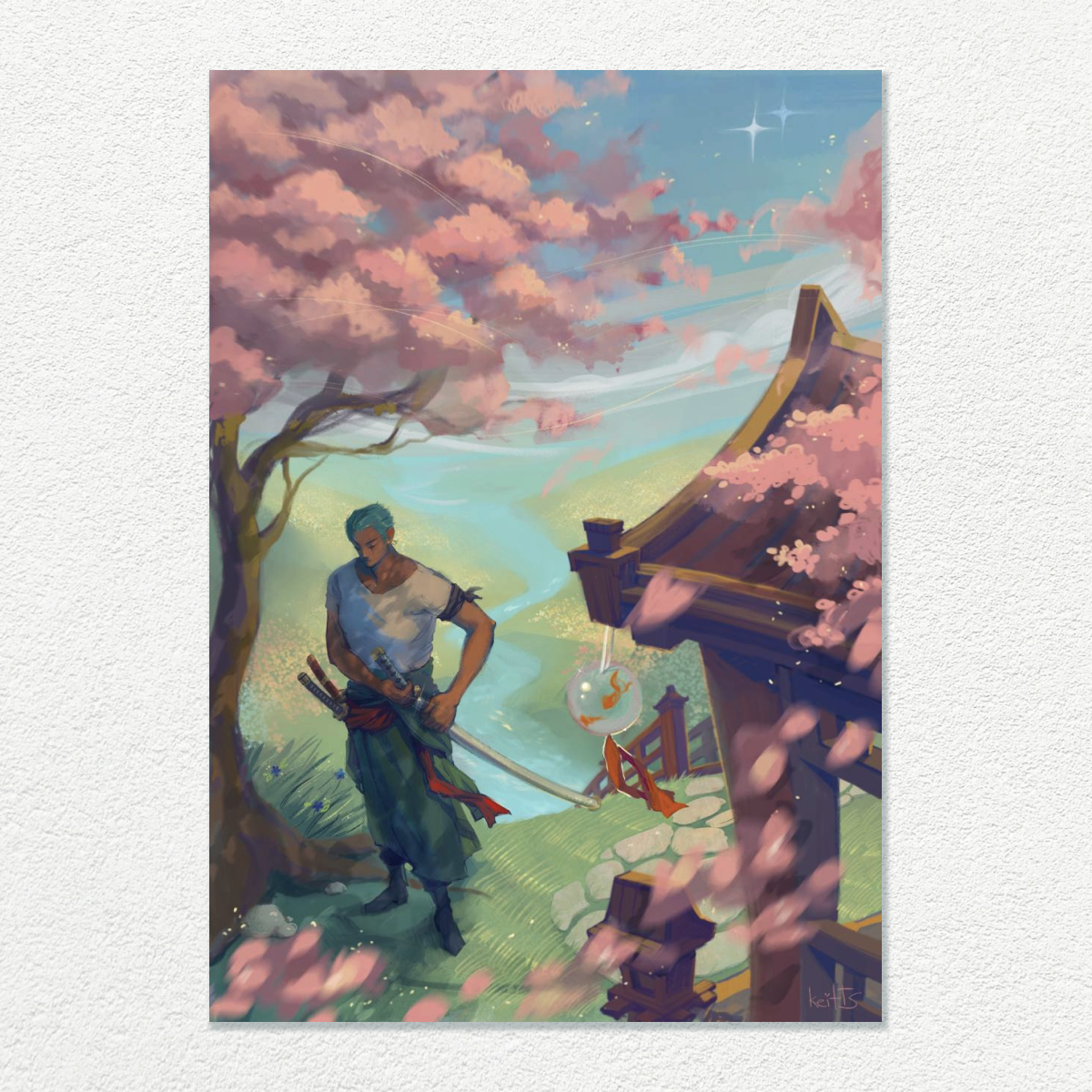 Открытка А4 Зоро в сакуре