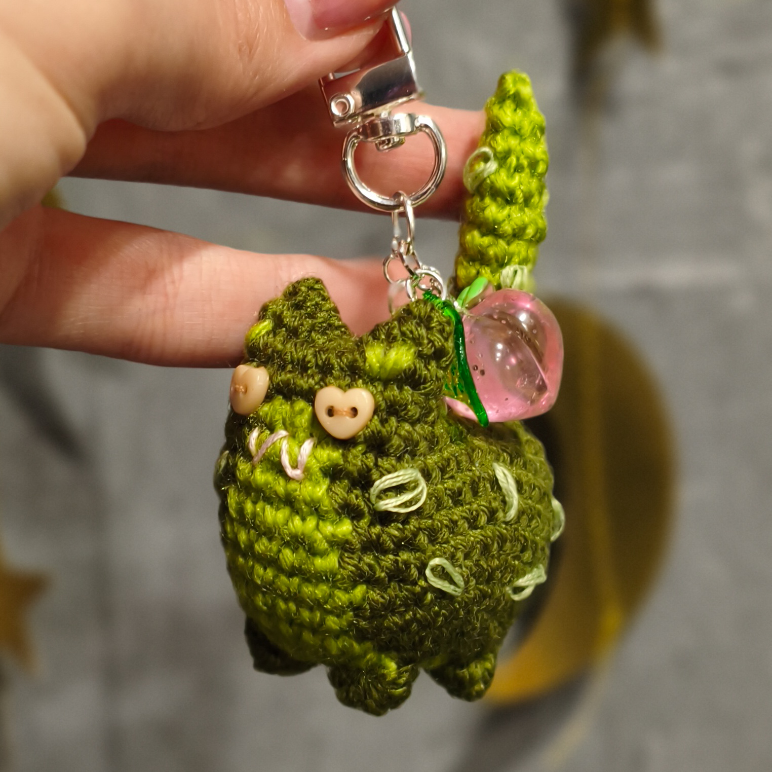 Лися парная с магнитом Зеленая с персиком