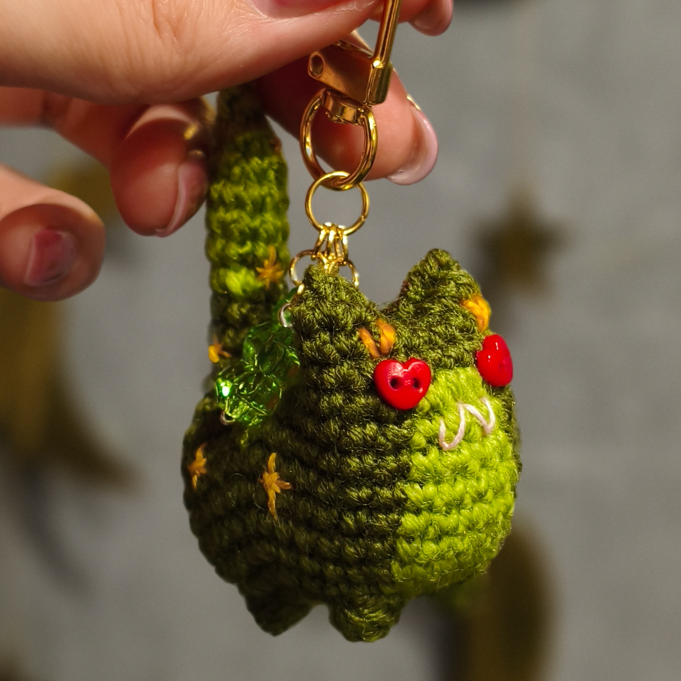 Лися парная с магнитом Зеленая с клевером