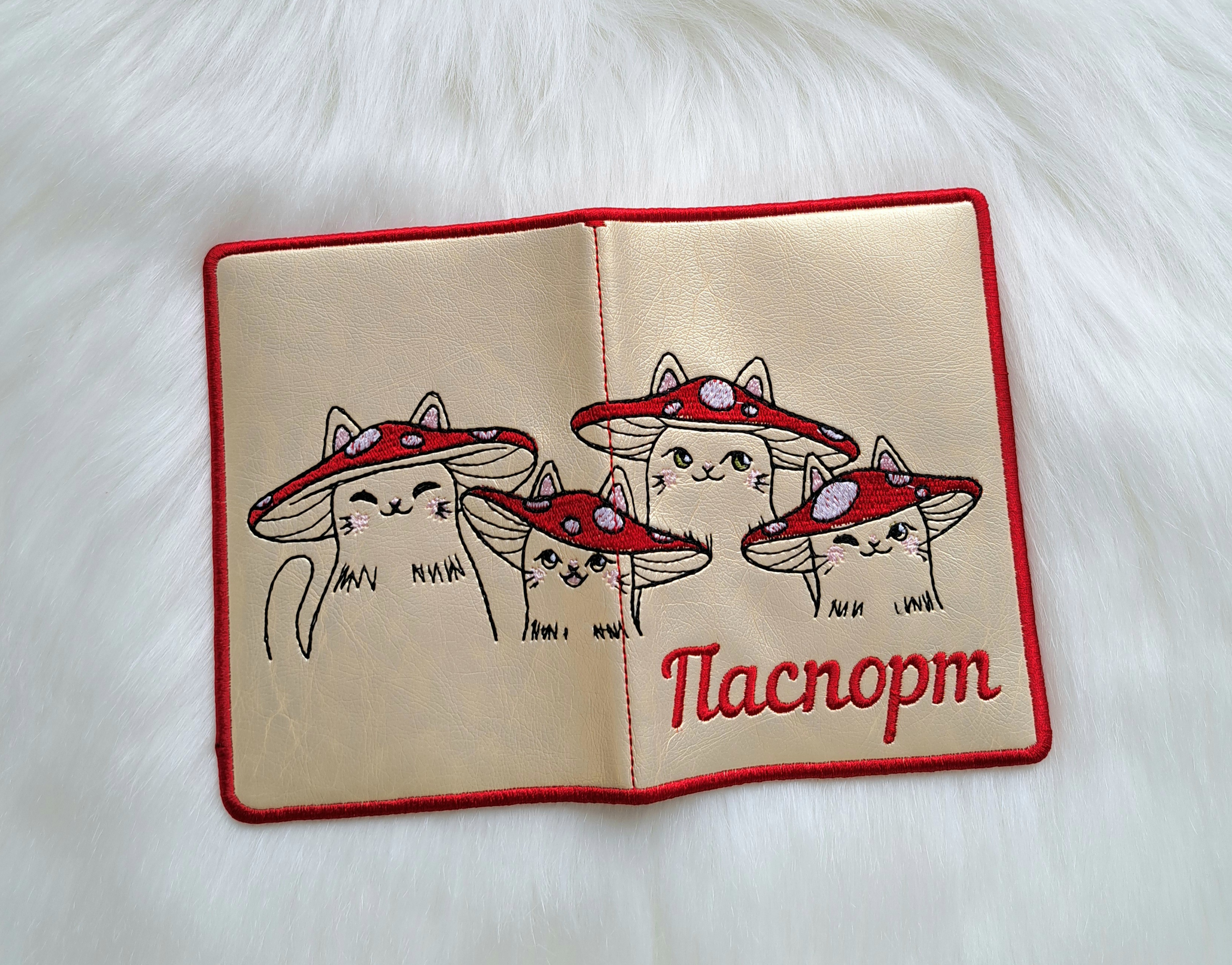 Обложка экокожа "Котогрибы"